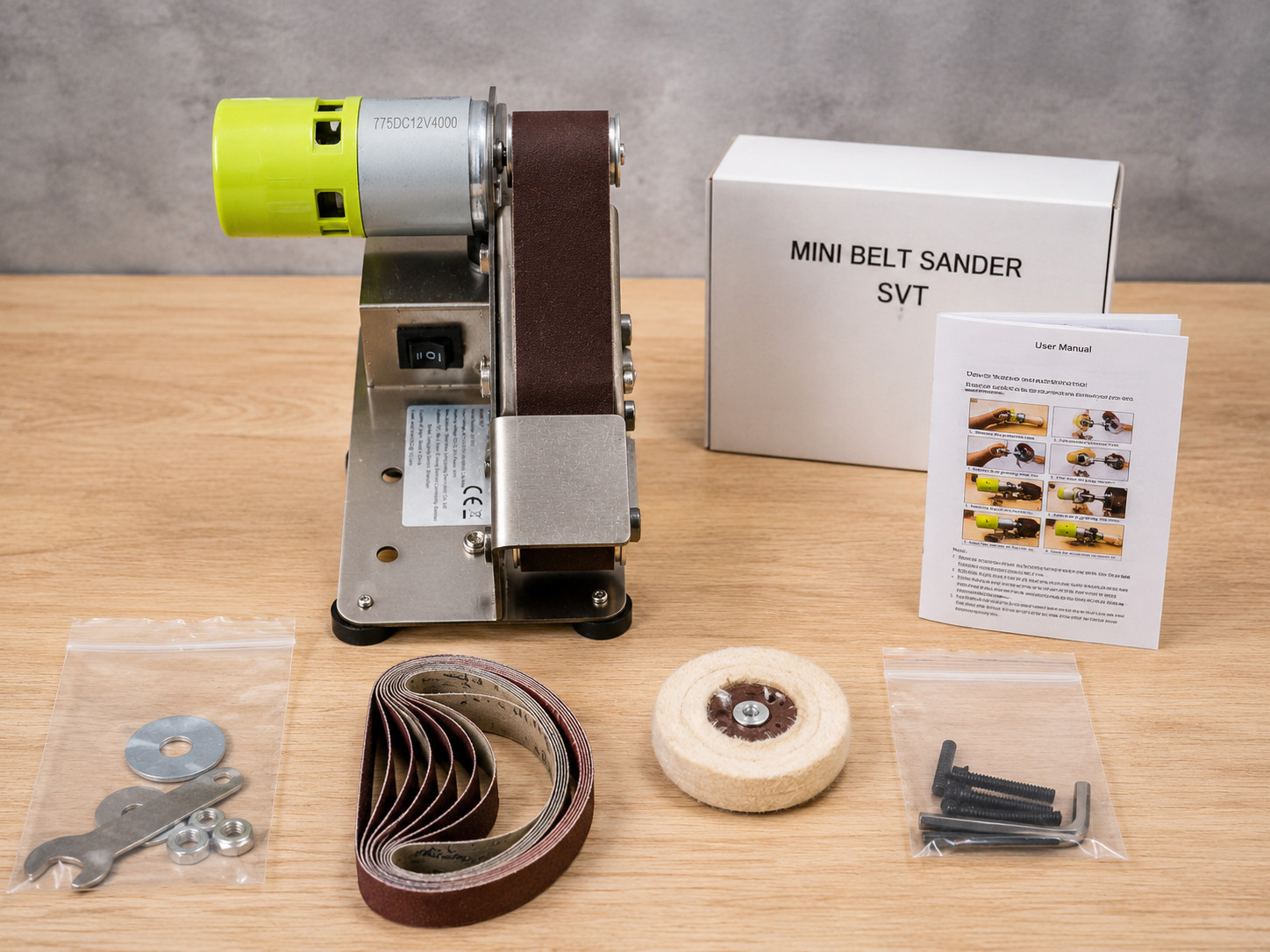 Mini Belt Sander Knife Sharpener Variable Speed 12-24V Polishing Grinding Machin