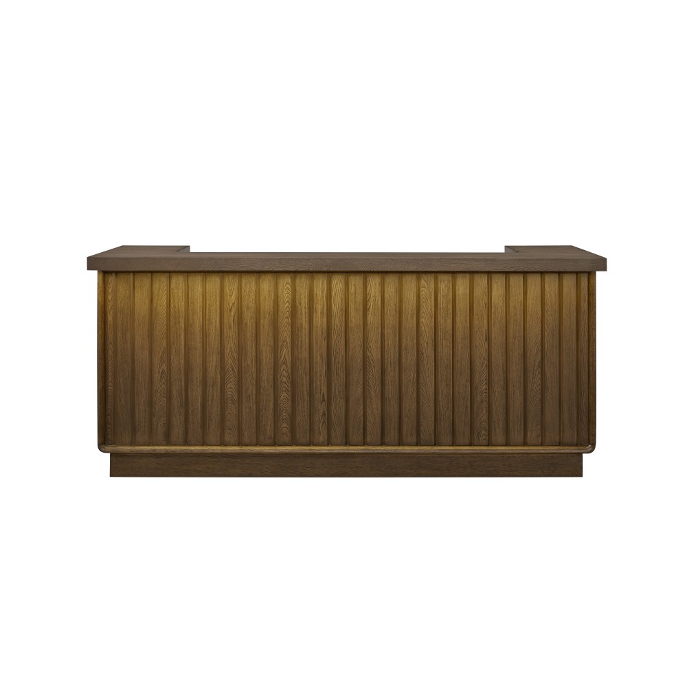 36″ LED Light Wood Bar Counter Height with Drawers & Cabinets, Light Brown