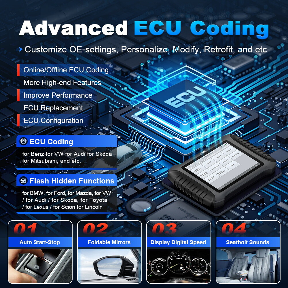 XTOOL IP900BT Wireless OBD2 Bidirectional Diagnostic Scanner Car ECU Coding FCA