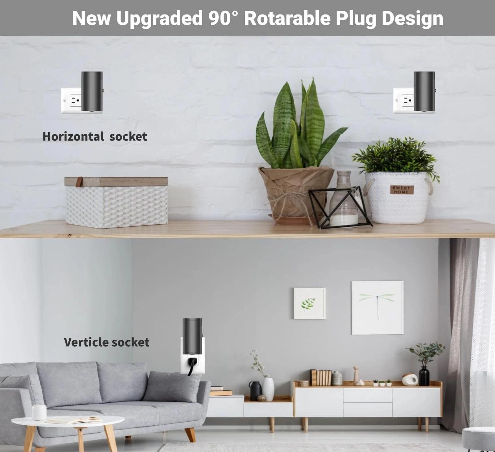 LED Night Lights Plug into Wall Dusk to Dawn Sensor5-300lm Adjustable Brightne