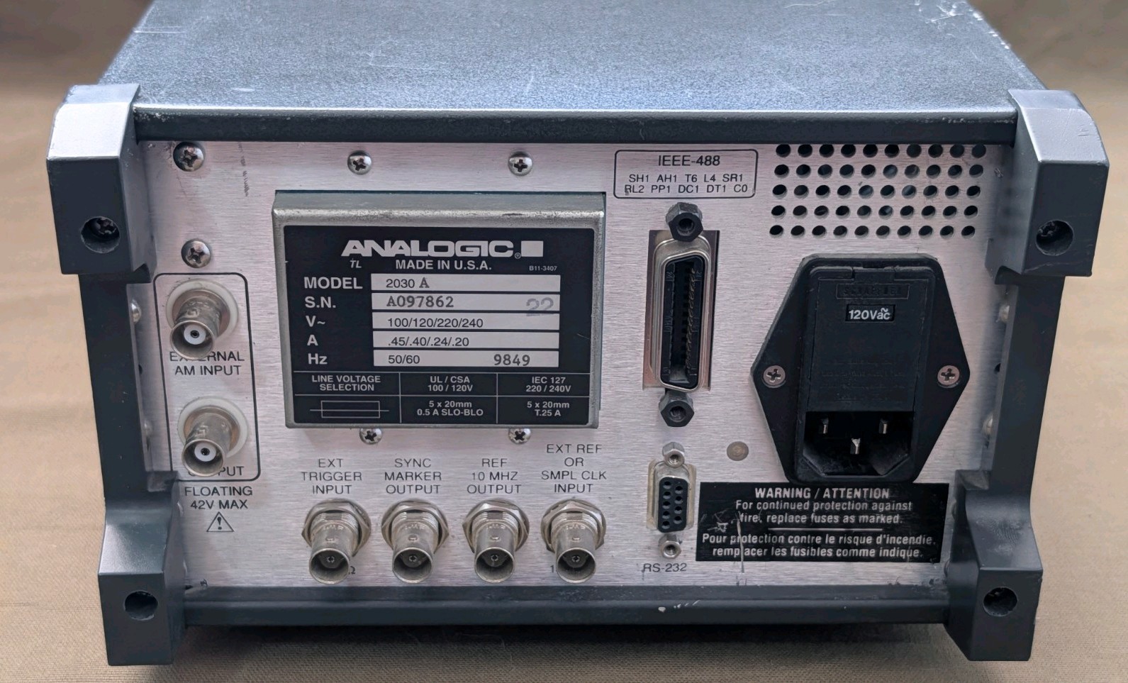 Analogic 2030A Arbitrary Waveform/Function Generator 50MS/s, 20 Volts P-P, GPIB