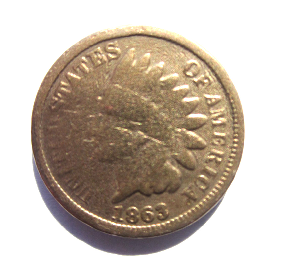 1863 INDIAN CENT COPPER PENNY 1C PHILADELPHIA MINT GOOD DETAIL CLEANED