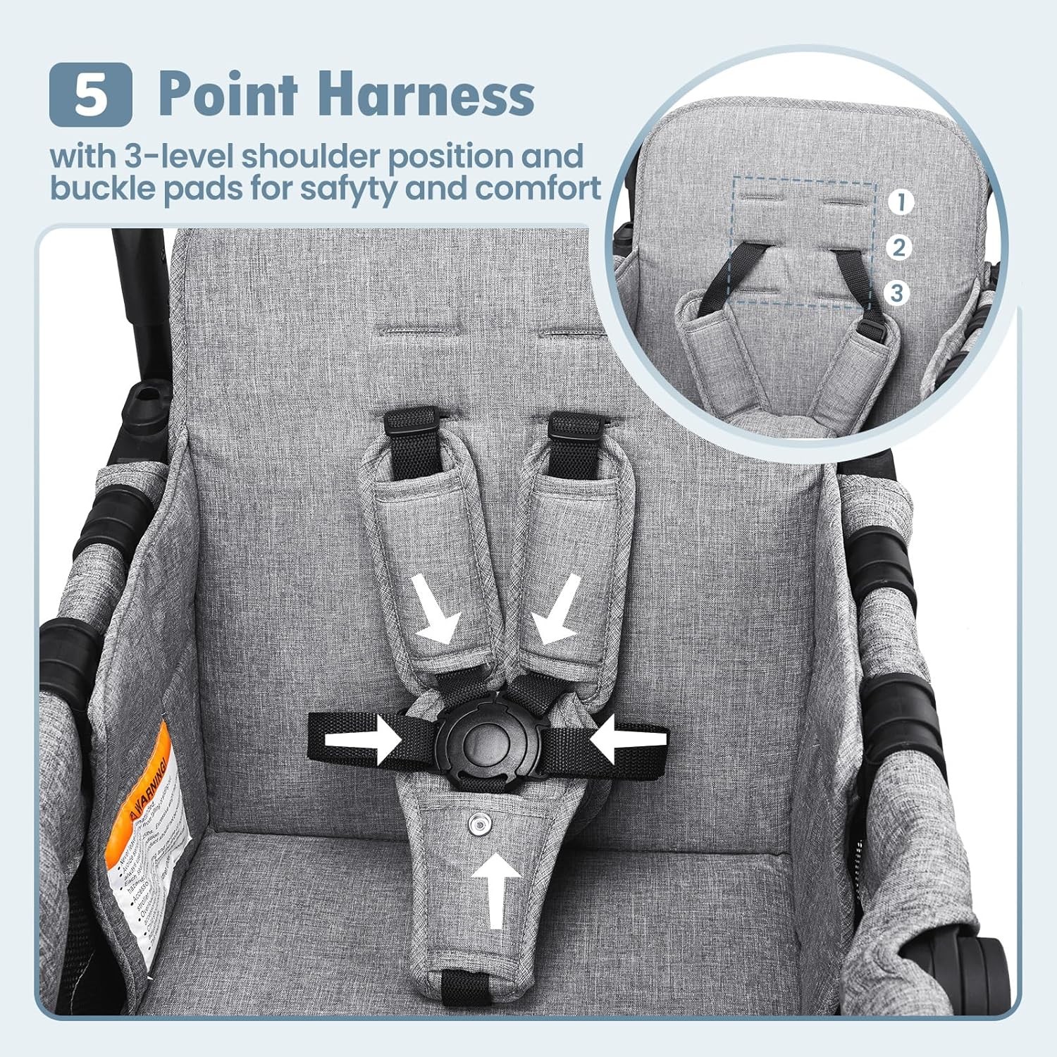 Wagon Stroller for 2 Kids, High Seat & 5 Point Harness,Adjustable Handlebar