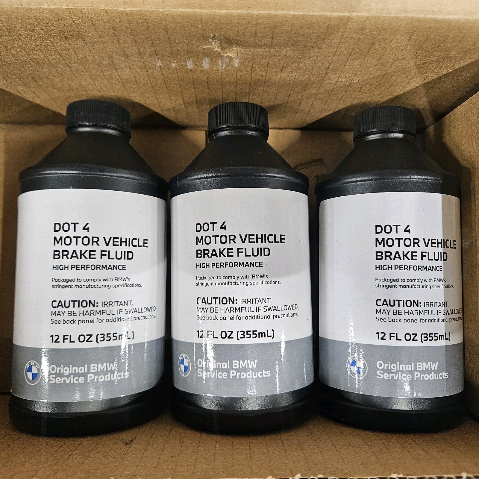 3X NEW BMW DOT4 Brake Fluid - 355mL 12FL OZ  81220142156 lot of 3 bottles