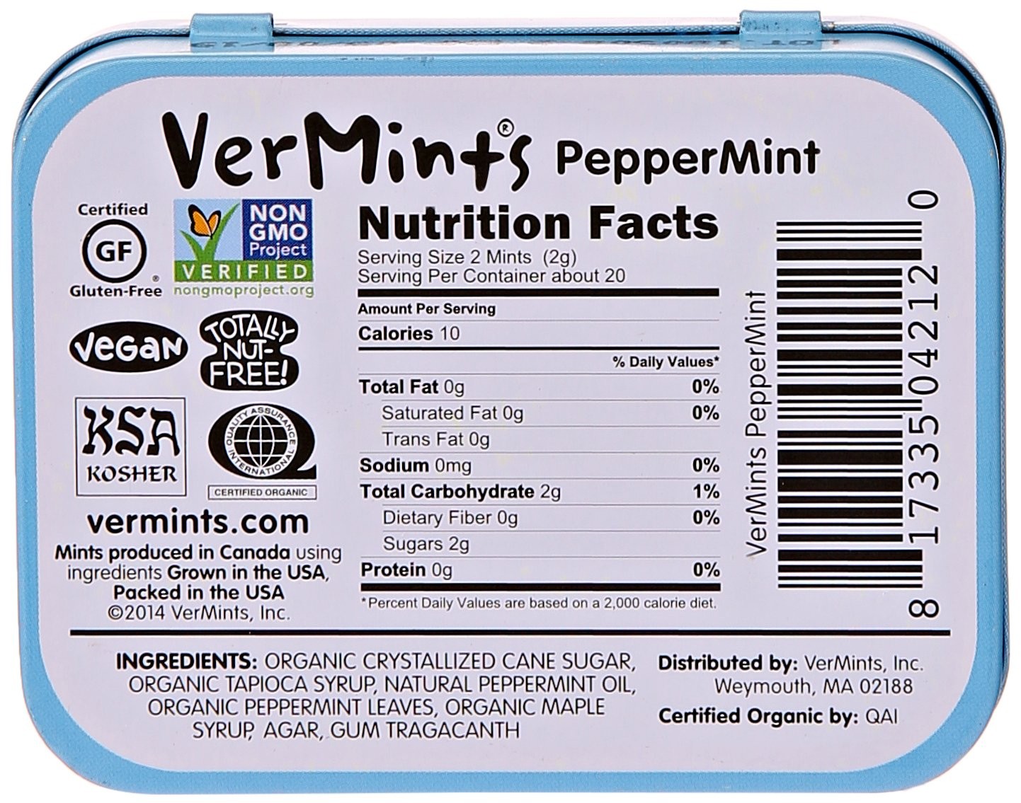 VerMints All Natural Peppermint Candy, 1.41 Ounce