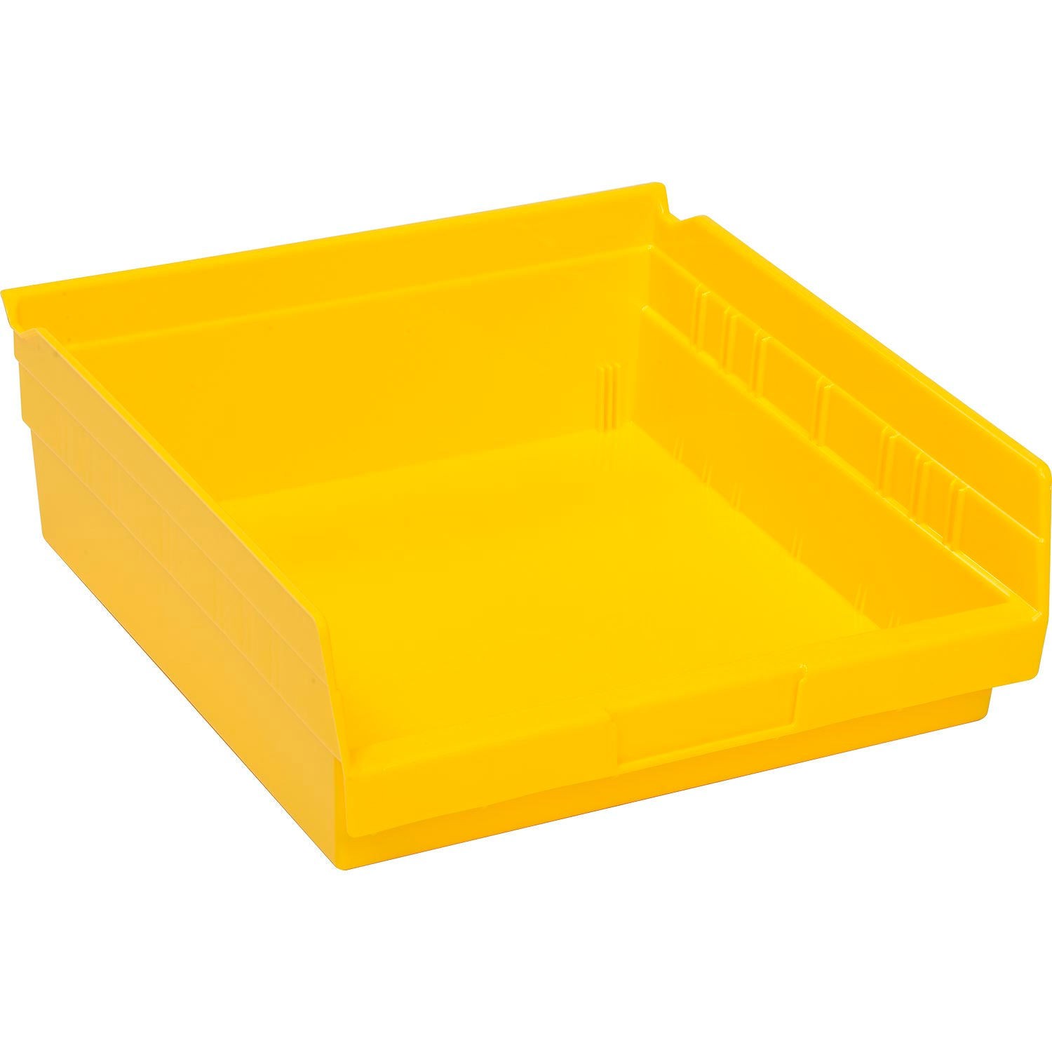 Plastic Shelf Bin Nestable 11-1/8"W x 11-5/8" D x 4"H Yellow Lot of 12