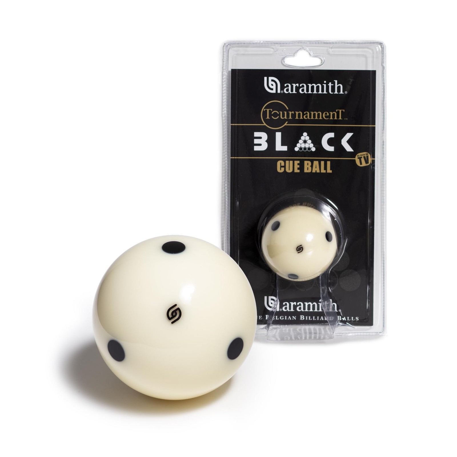 Aramith Tournament Black Billiard Pool Cue Ball 2 1/4" 6-Dot Duramith