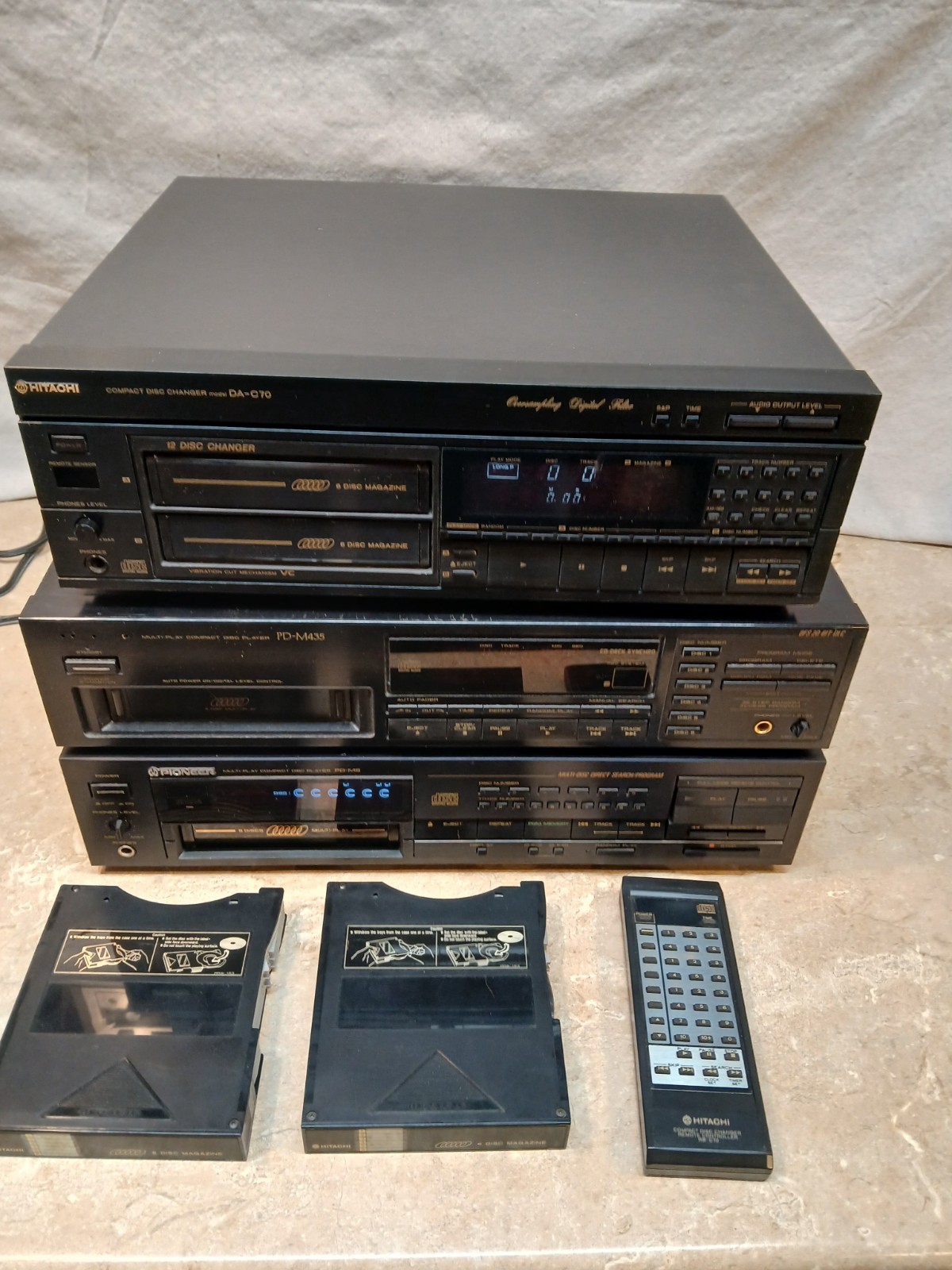Pioneer PD-M6 PD-M435 Hitachi DA-C70 w Remote LOT of 3 Disc Players Parts Repair