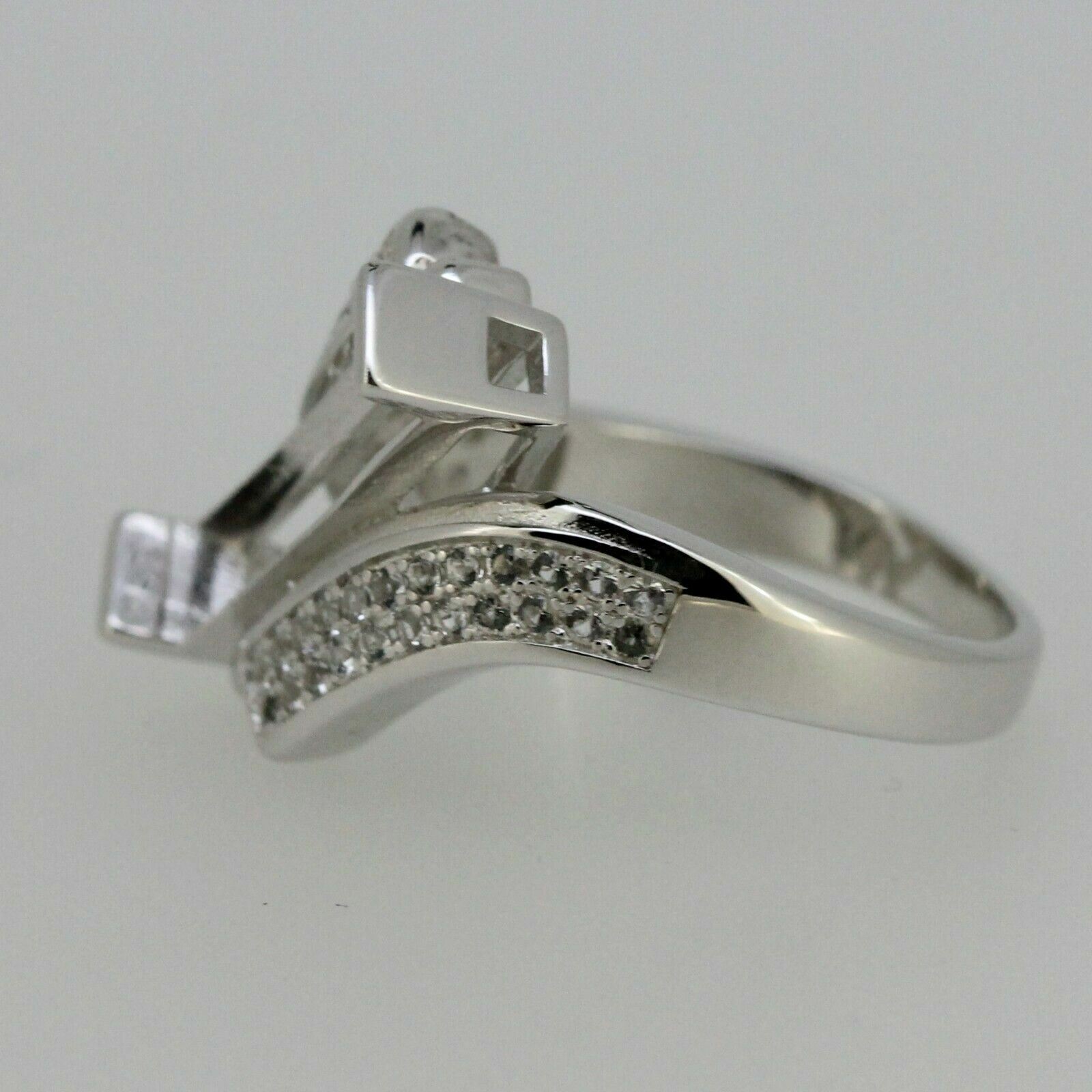 Sterling Silver Semi Mount Ring Setting Long Emerald OCT 18x4mm White Topaz