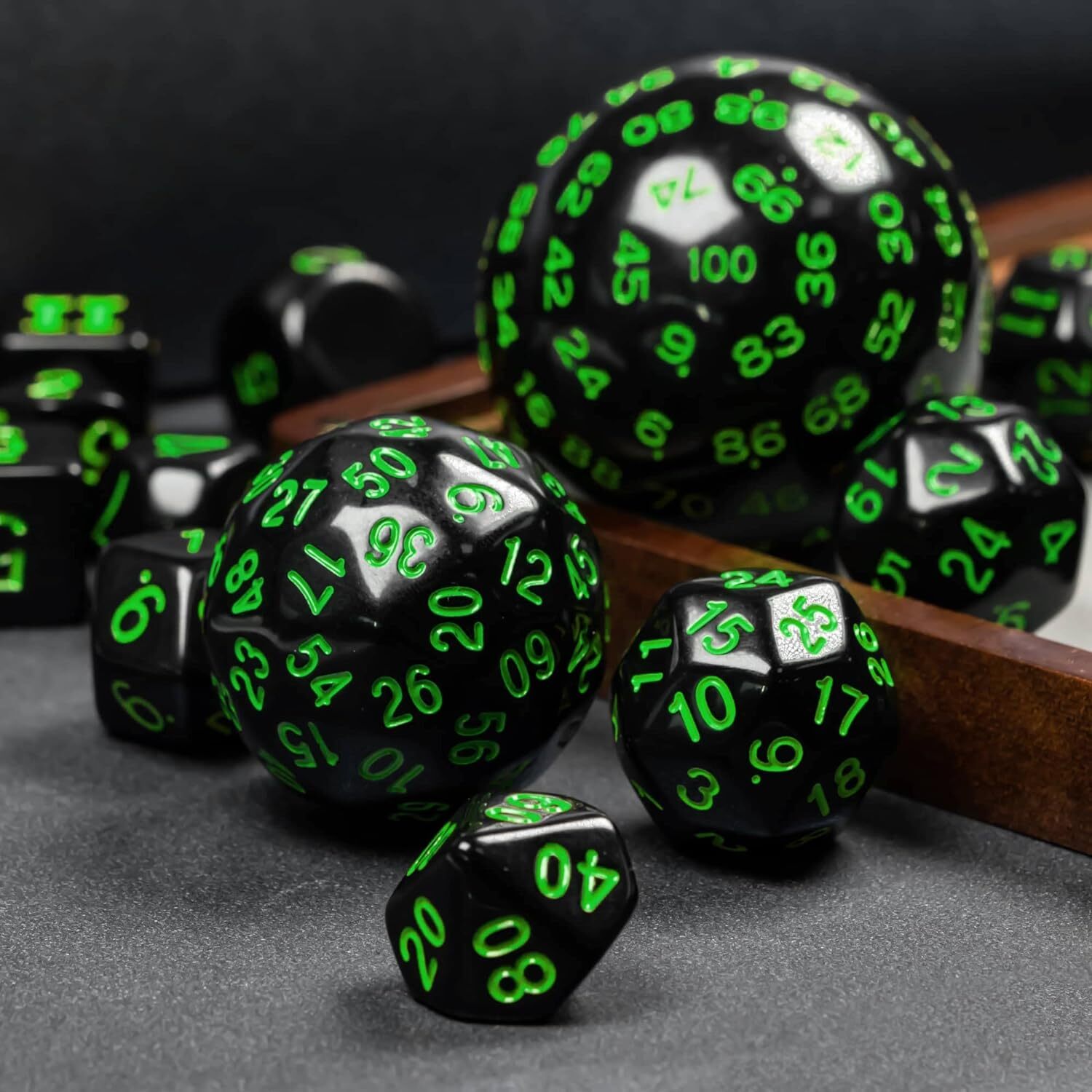 15 Pieces Complete Polyhedral DND Dice Set D3-D100 Spherical D&D Dice Set D100