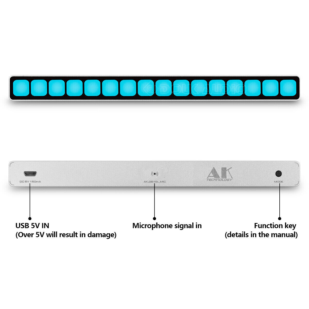 16 Bit MIC Sound Control LED Music Light Audio Spectrum Level Indicator Wireless