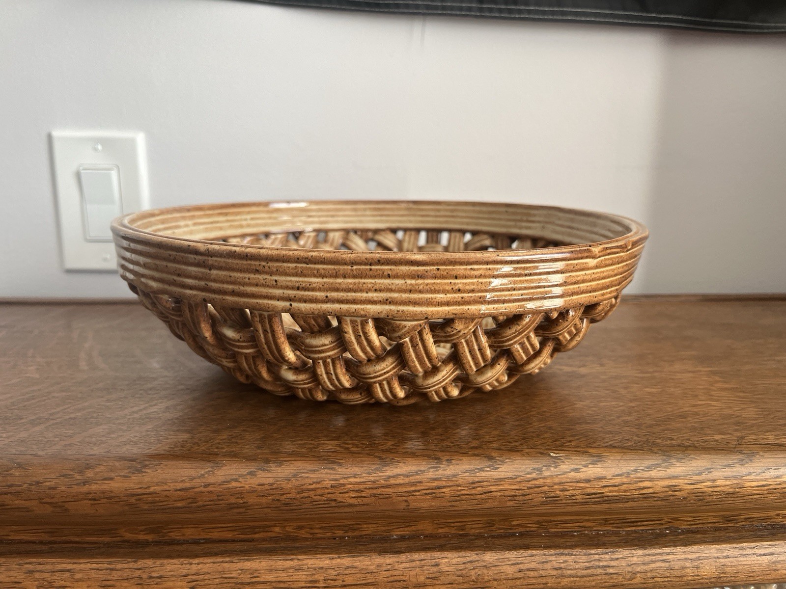 Vintage Ceramic Basket Bowl | Braided Ceramic...