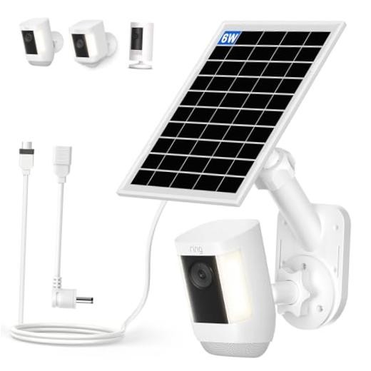 Solar Panel and 2-in-1 Wall Mount for Ring Cam, 6W Solar Charger Compatible