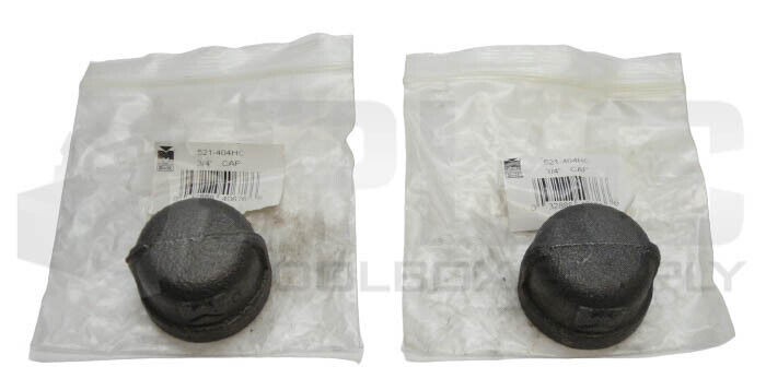 LOT OF 2 NEW MUELLER 521-404HC 3/4" BLACK PIPE CAP