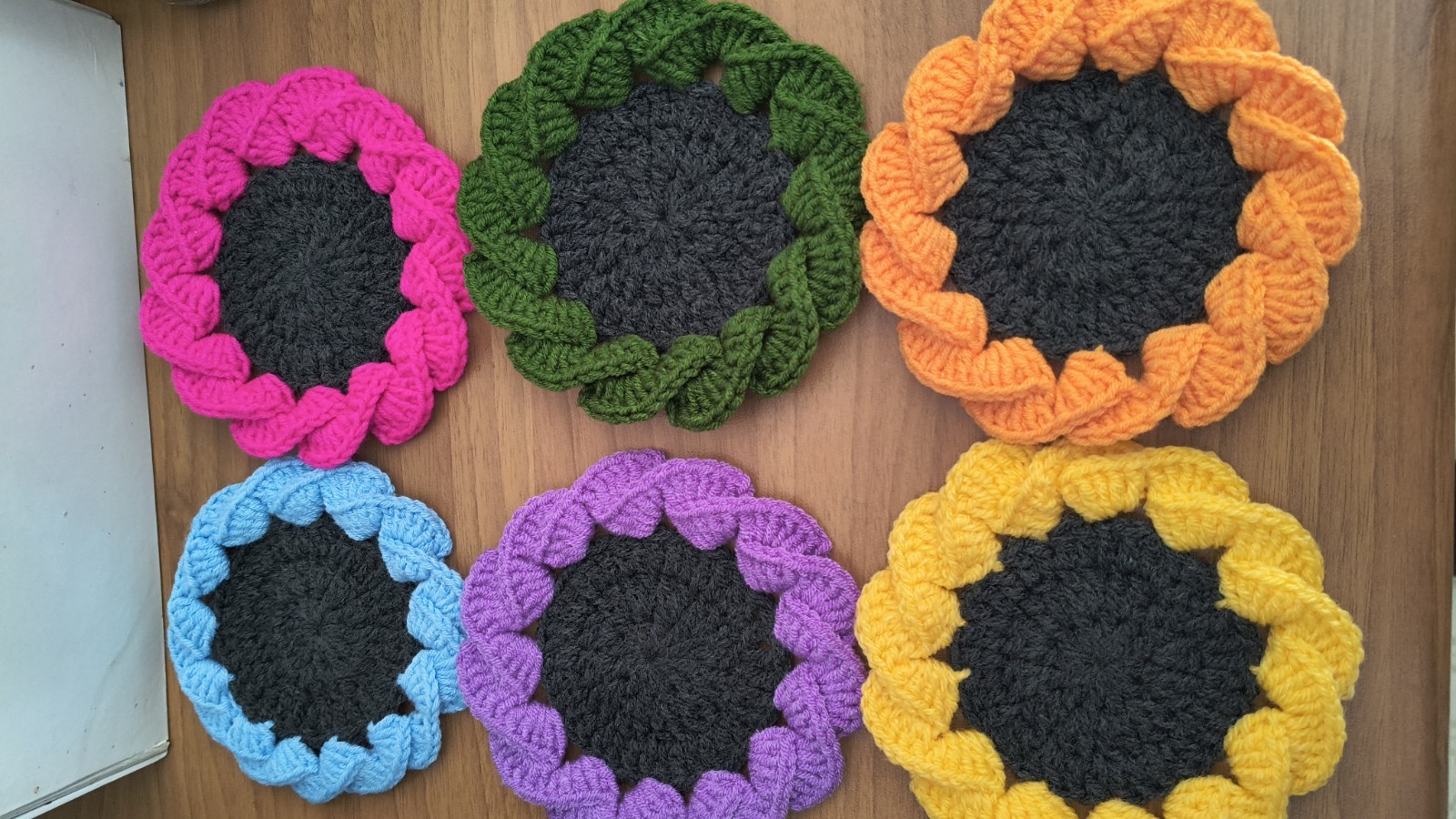 Set Size Of No.6 Coasters - Under Cups, Colored Handmade To...