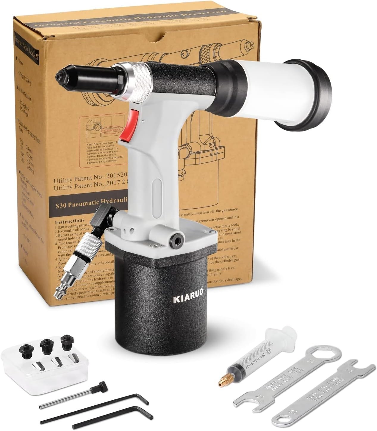 Pneumatic Rivet Gun S30 Self-Suction Air Rivet Gun 3/16" 5/32" 1/8" 3/32" Hydrau