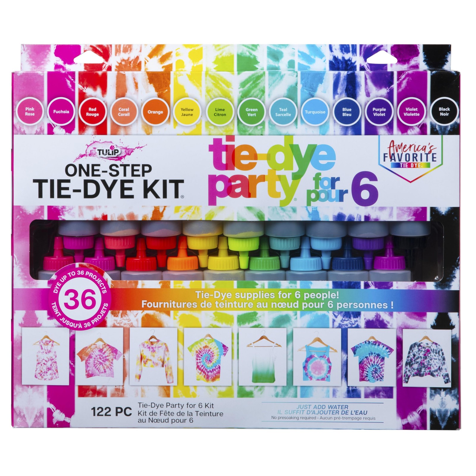 Tulip One Step Tie Dye Kit Tie Dye Party Supplies, 18 bottles