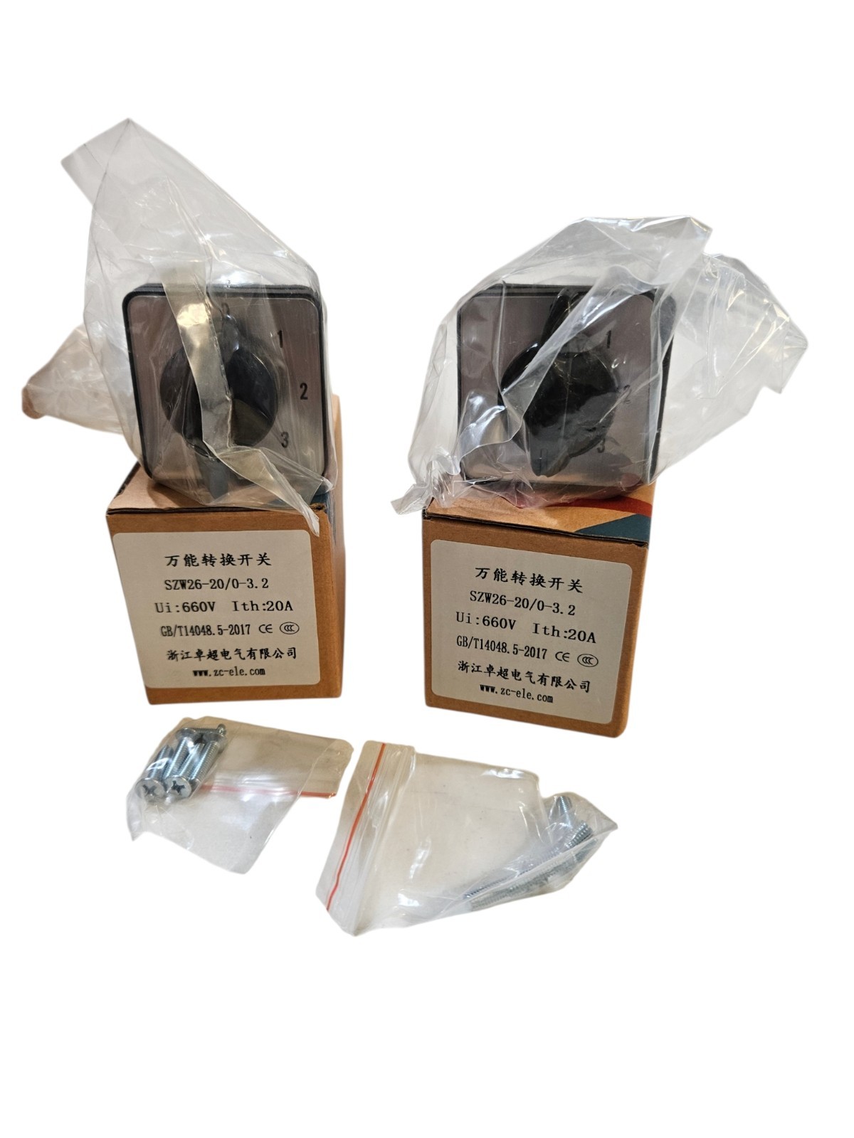 LOT OF 2 SZW-20/0-3.2 Rotary Cam Switch 660V 20A Universal 4 Position 8 Terminal