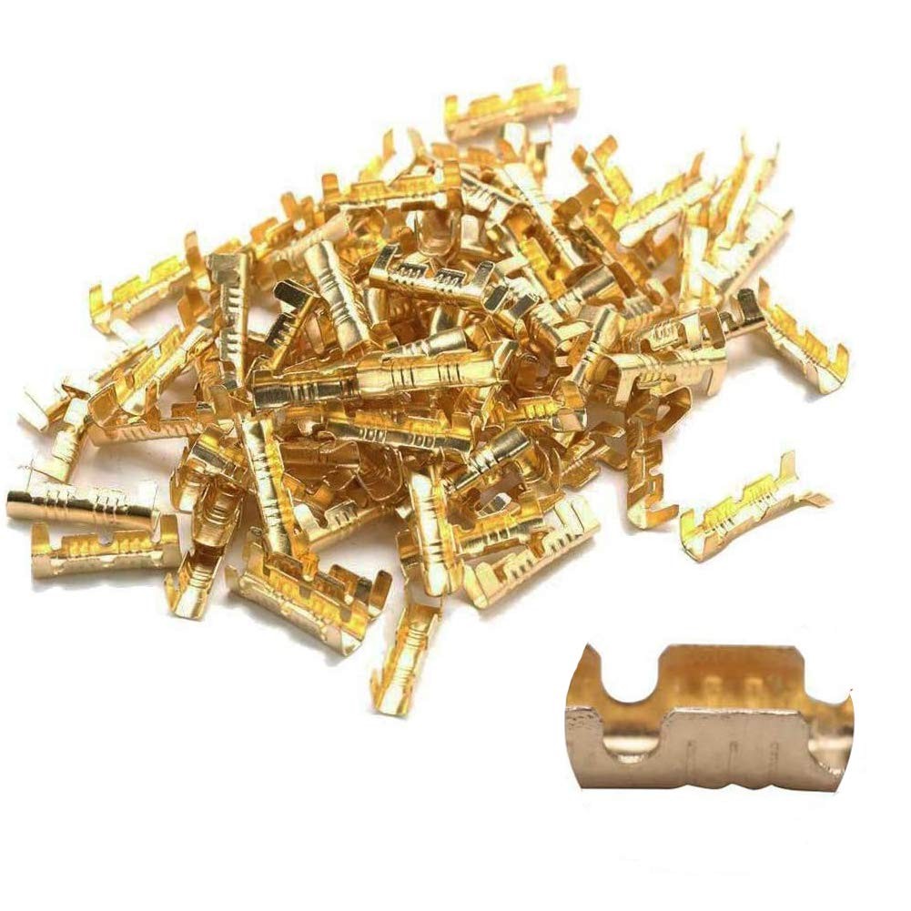 200Pcs U-Shaped Terminal tab Small Teeth Pressing Button Quick Connect Yellow