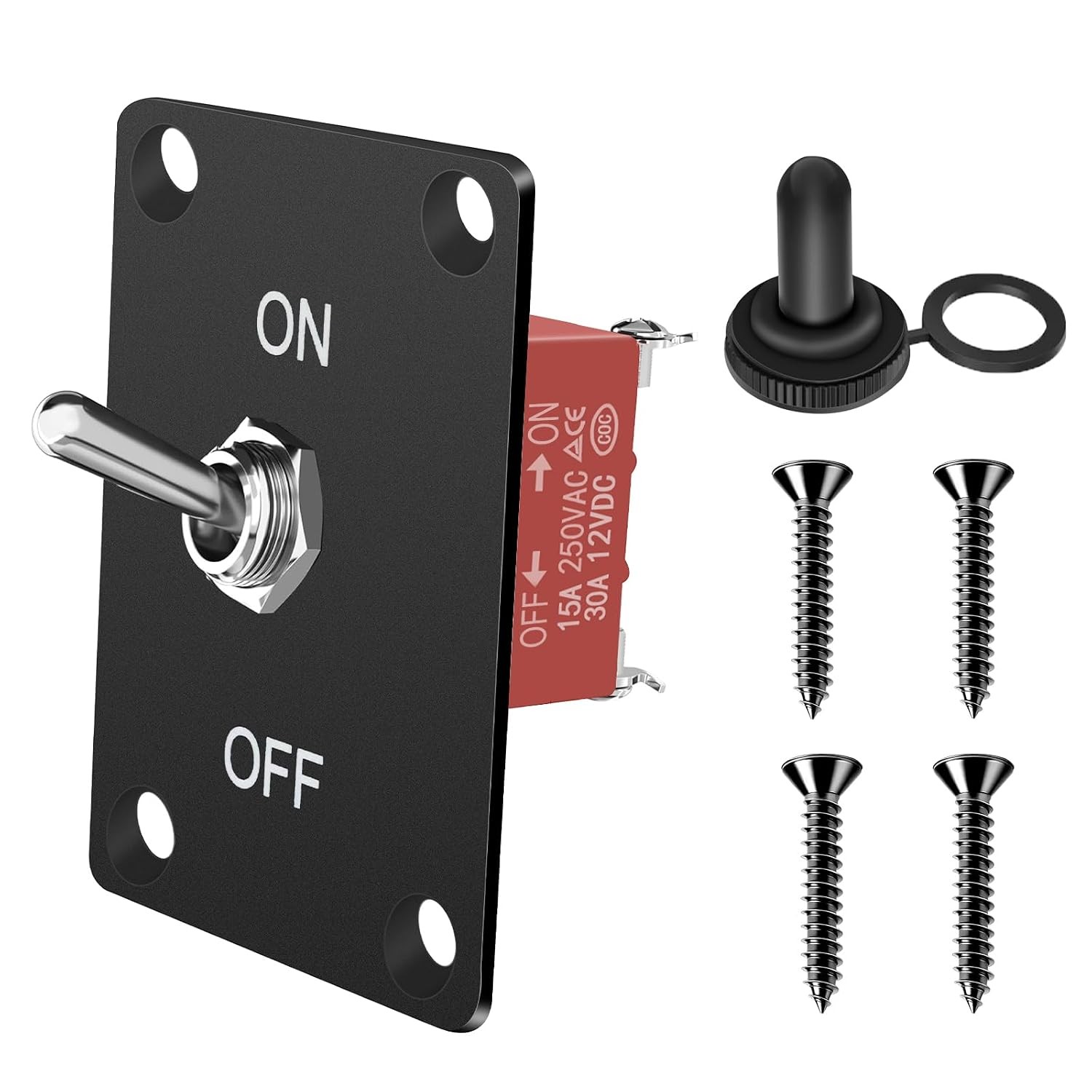 Heavy Duty Waterproof Marine Toggle On-Off Switch 12V DC 30A 2 Pin 2 Position
