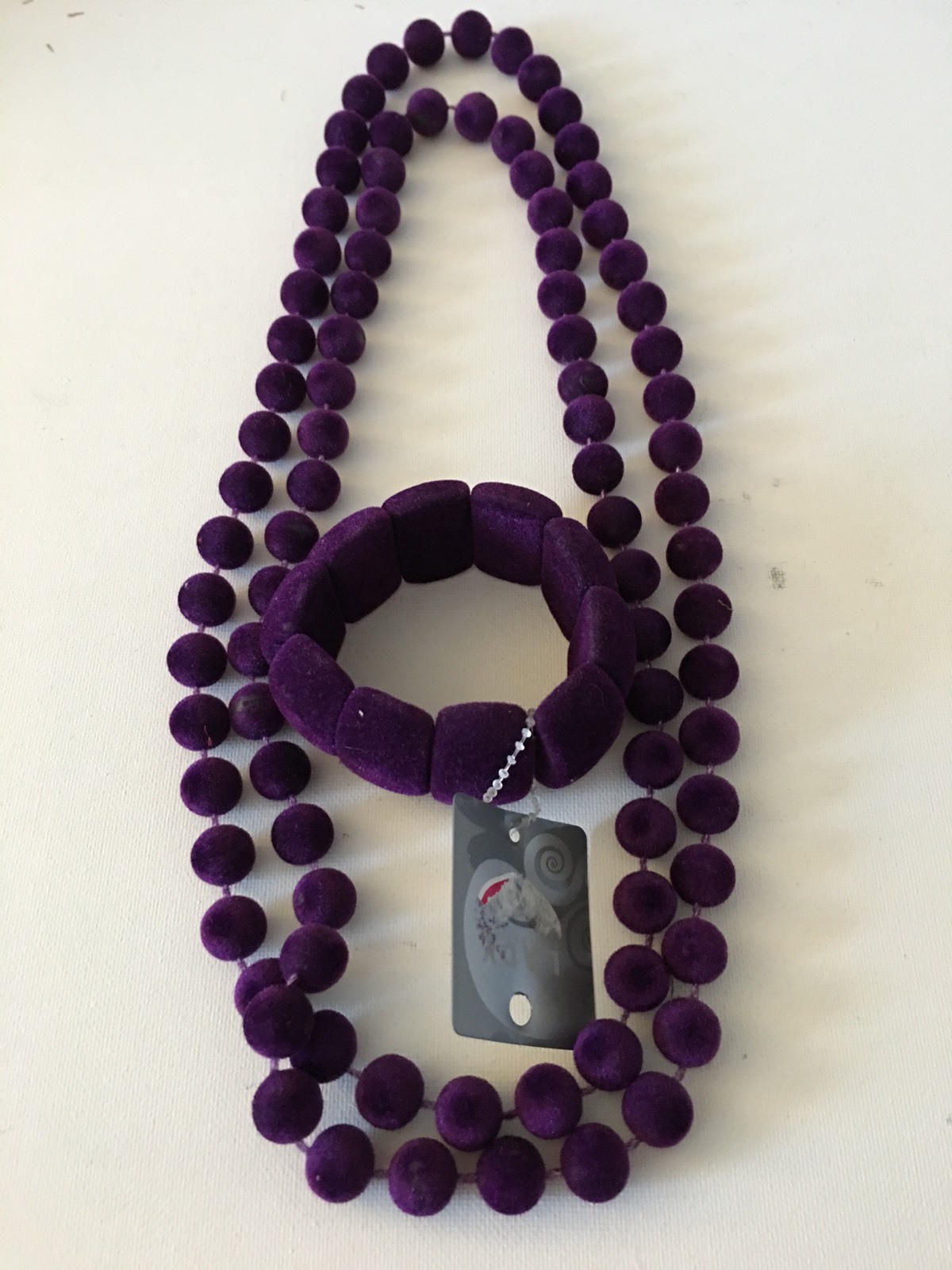 Lady Collection Imitation Jewelry Artificial  Suede Purple Neckless & Bracelet