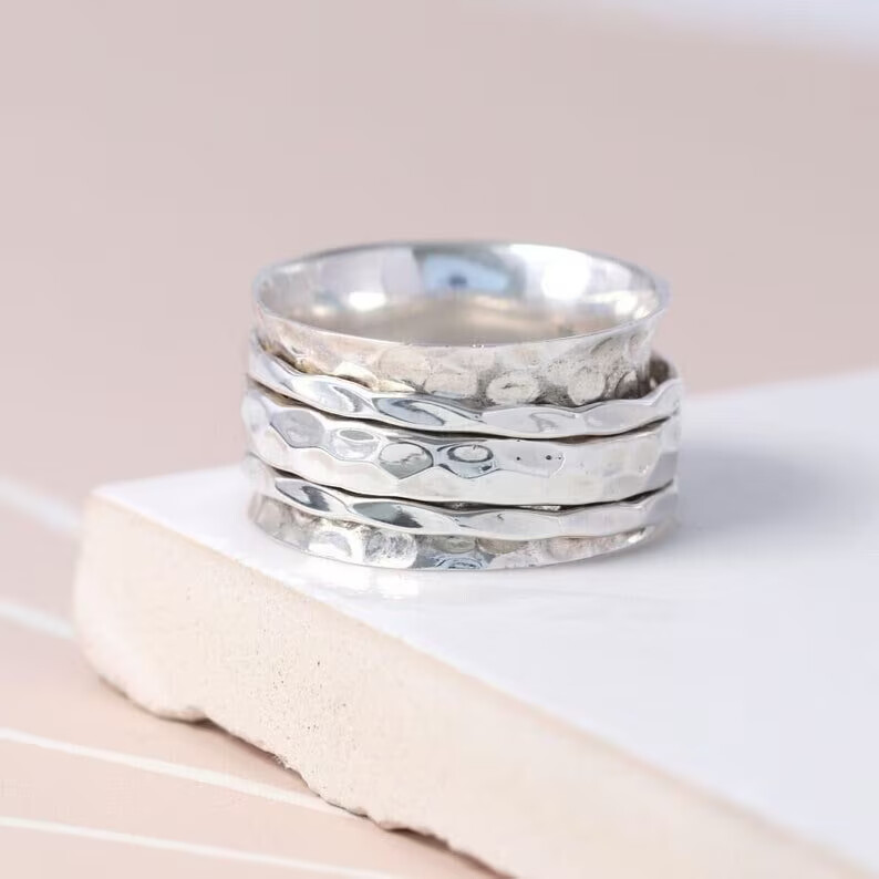 Solid 925 Sterling Silver Band &Meditation Spinner Ring Handmade Ring All Size