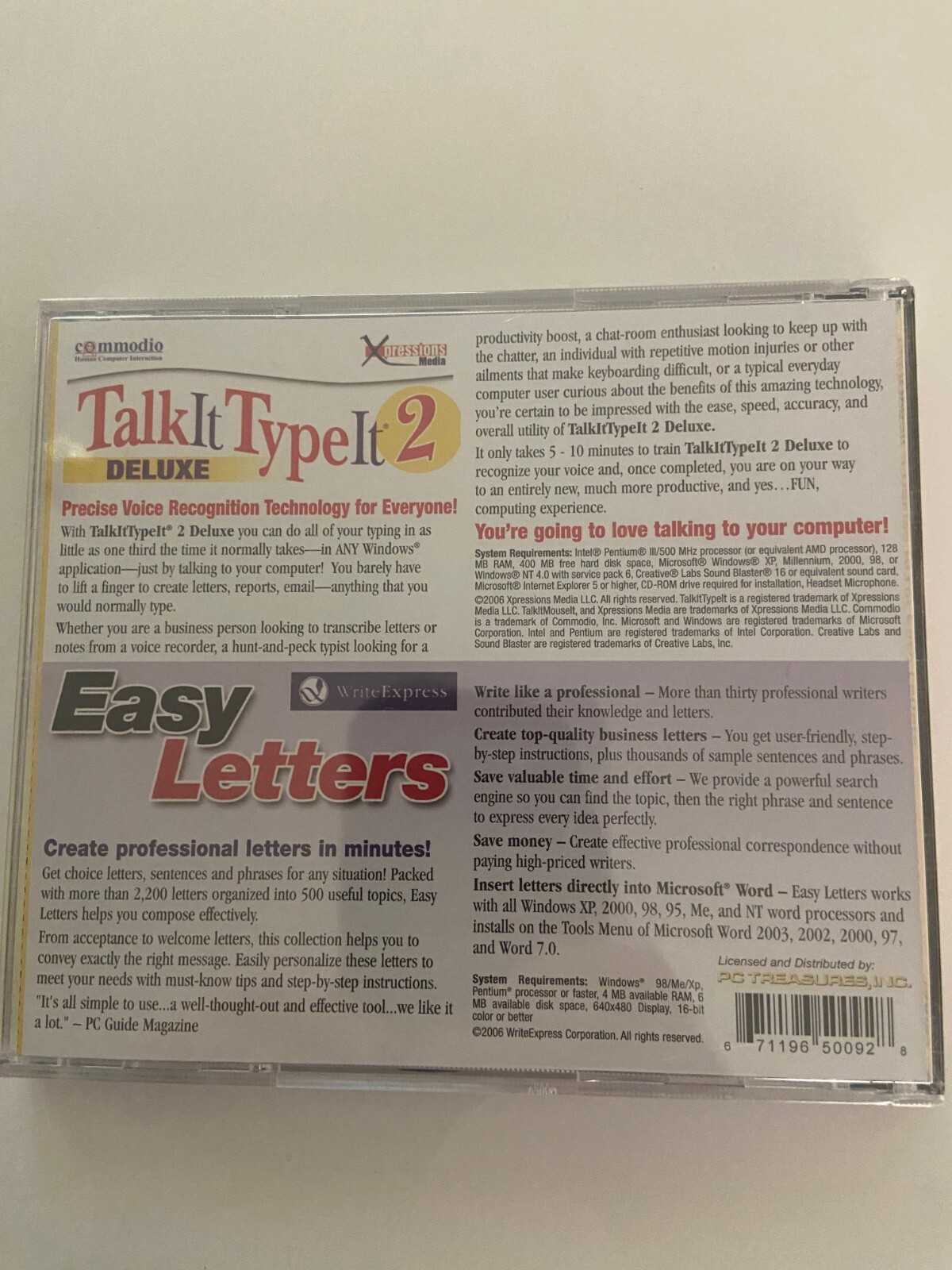 Talk it Type it 2 Deluxe plus Easy Letters - NIP Win XP/2000/98/Me/NT