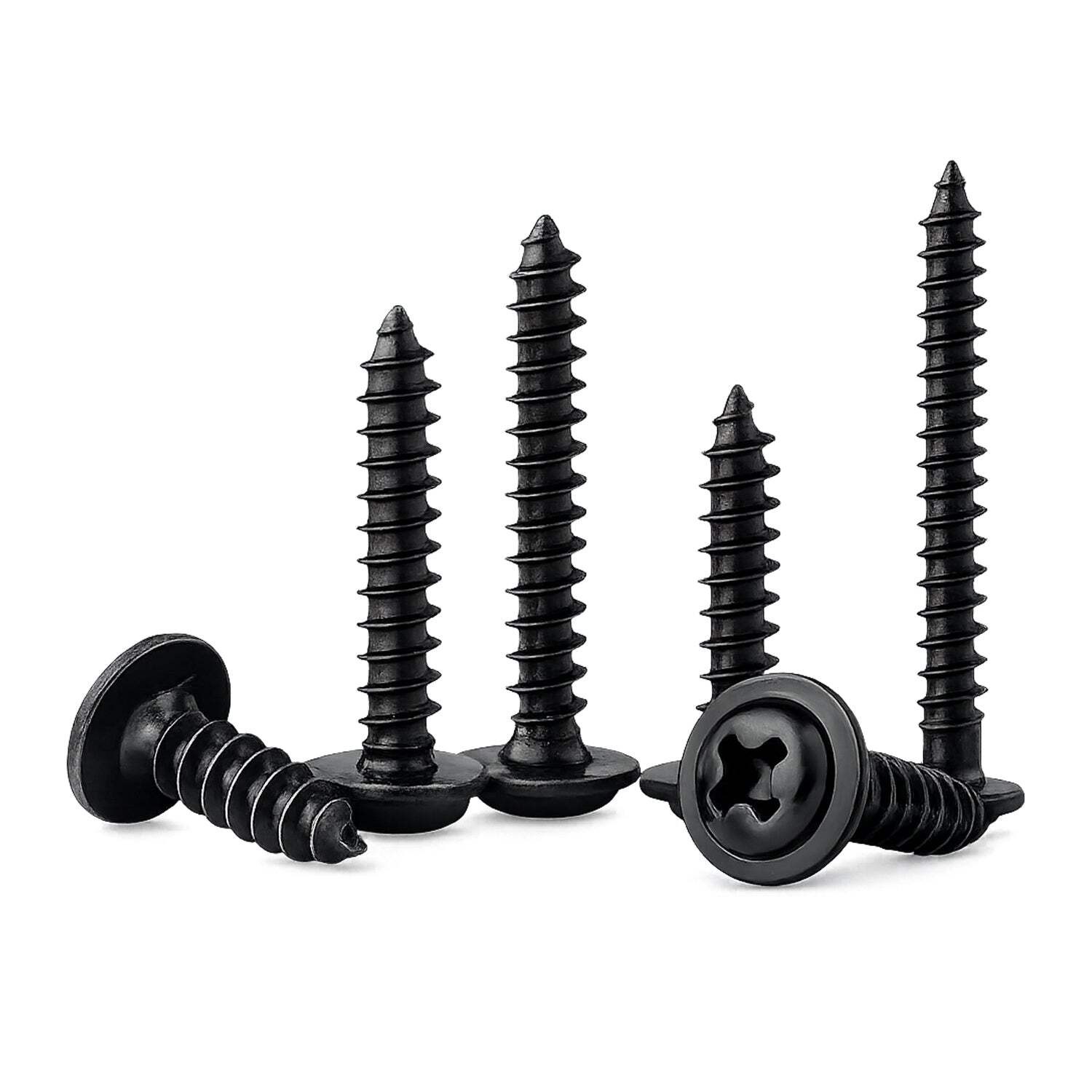 50pcs Black Oxide Phillips Wafer Head Self Tapping Plastic Screws Sizes M2-M3
