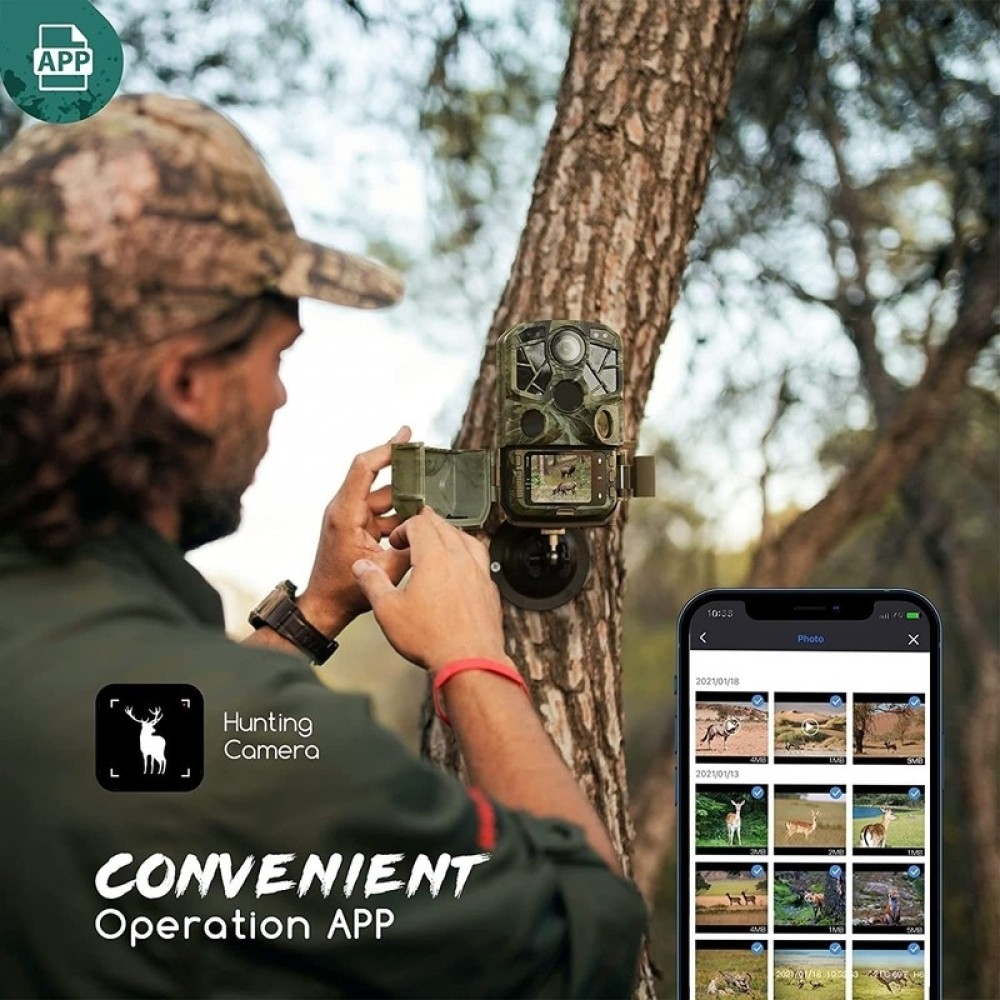 Hunting Camera with WiFi, 4K Video & 24MP Photos - Game Trail Cam, Night Vision