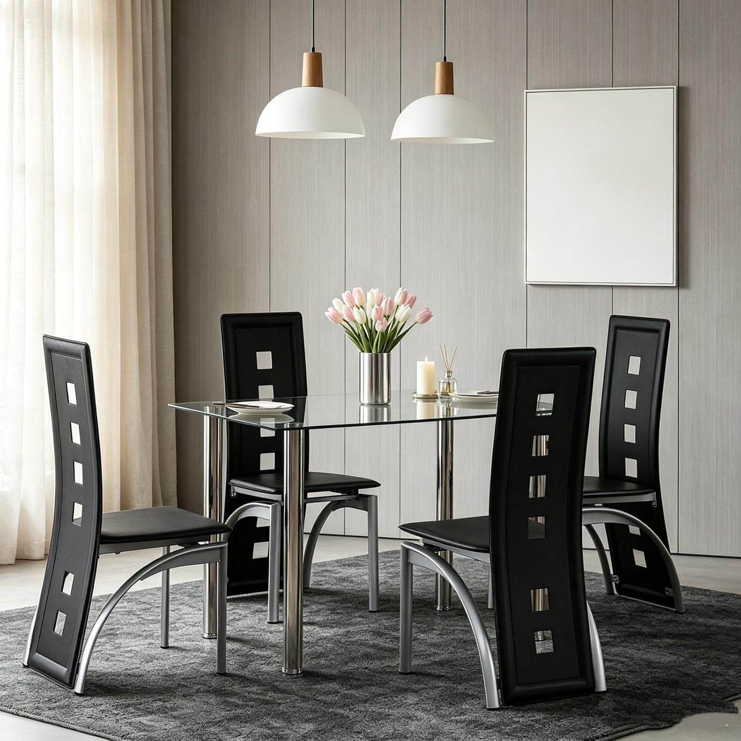 43.3-Inch Silver Modern Kitchen & Dining Table - Stylish & Compact Design
