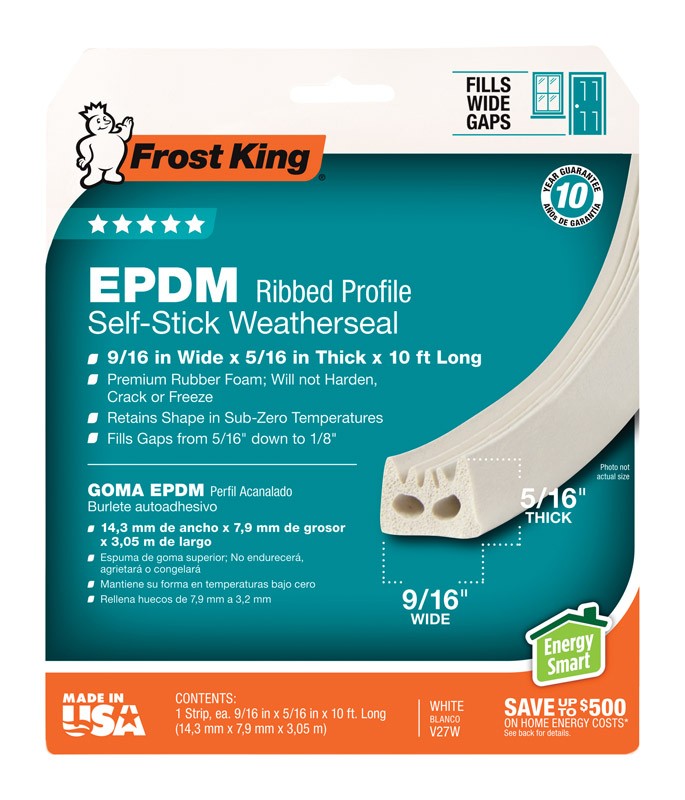 Frost King V27WA EPDM Rubber Foam Weather Stripping Tape 5/16 Thick in.x10 L ft.