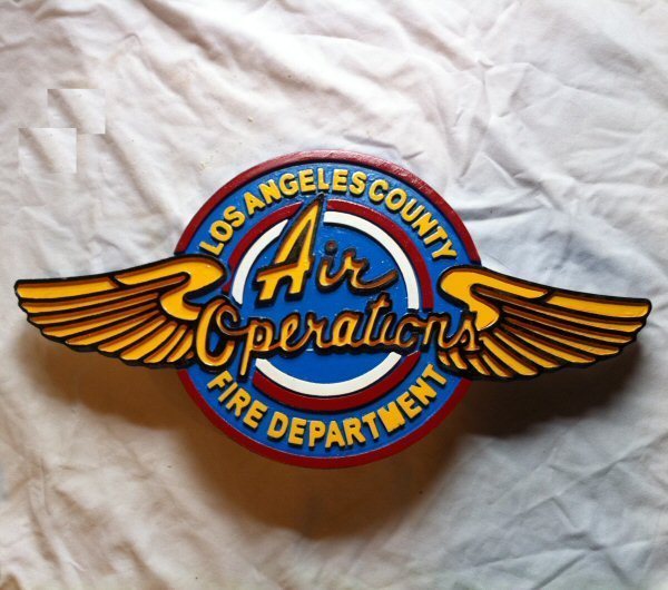 Fire Department Los Angeles County Air Operations routed wood sign Custom carved