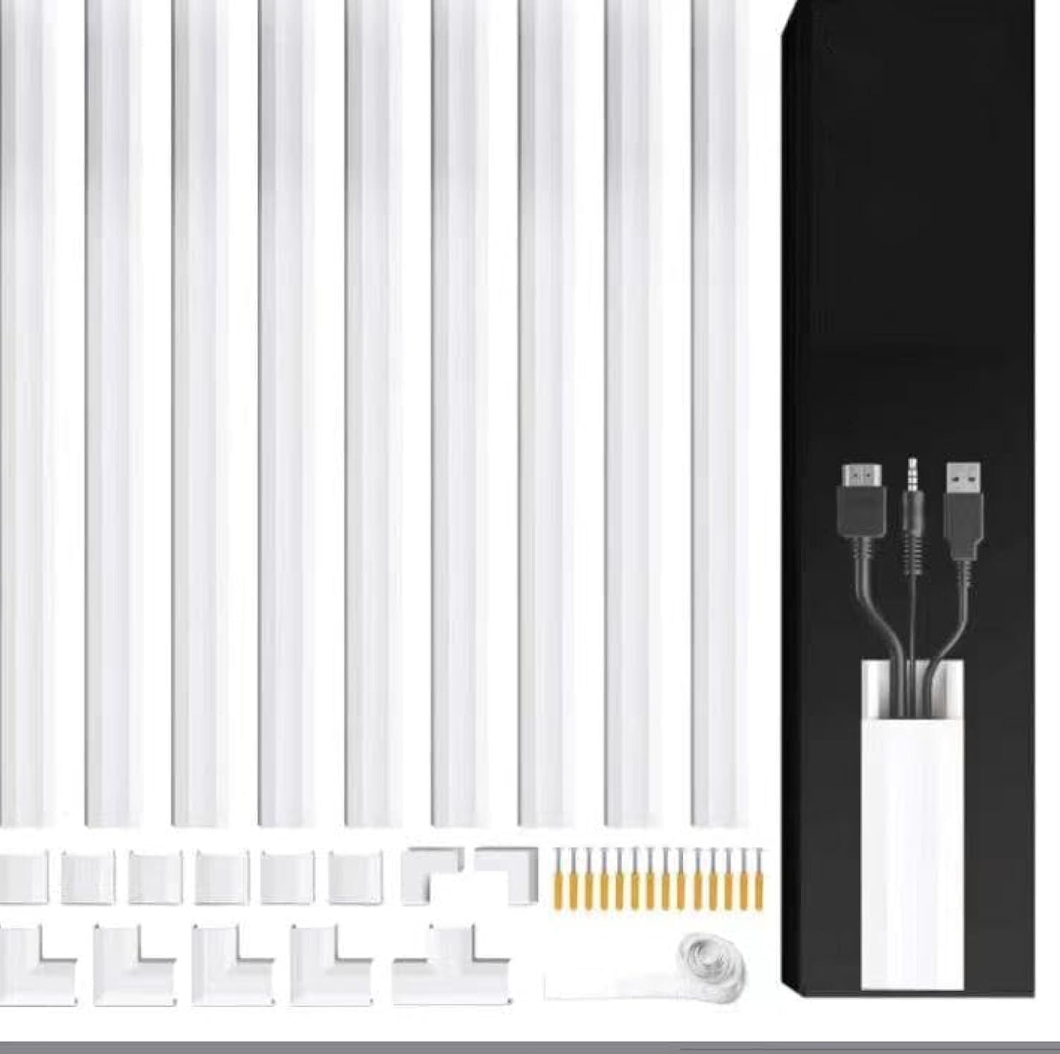 34" or 153” Cord Hider Cable Hider Wire Covers for Home and Office Paintable