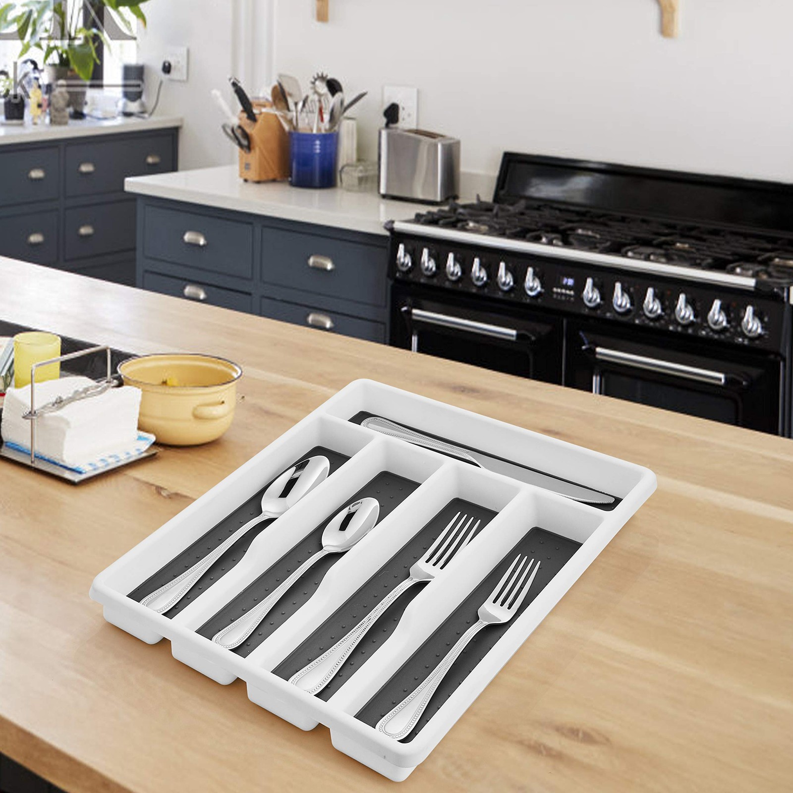 HaWare Silverware Tray for Drawer with Five Sections, Flatware white
