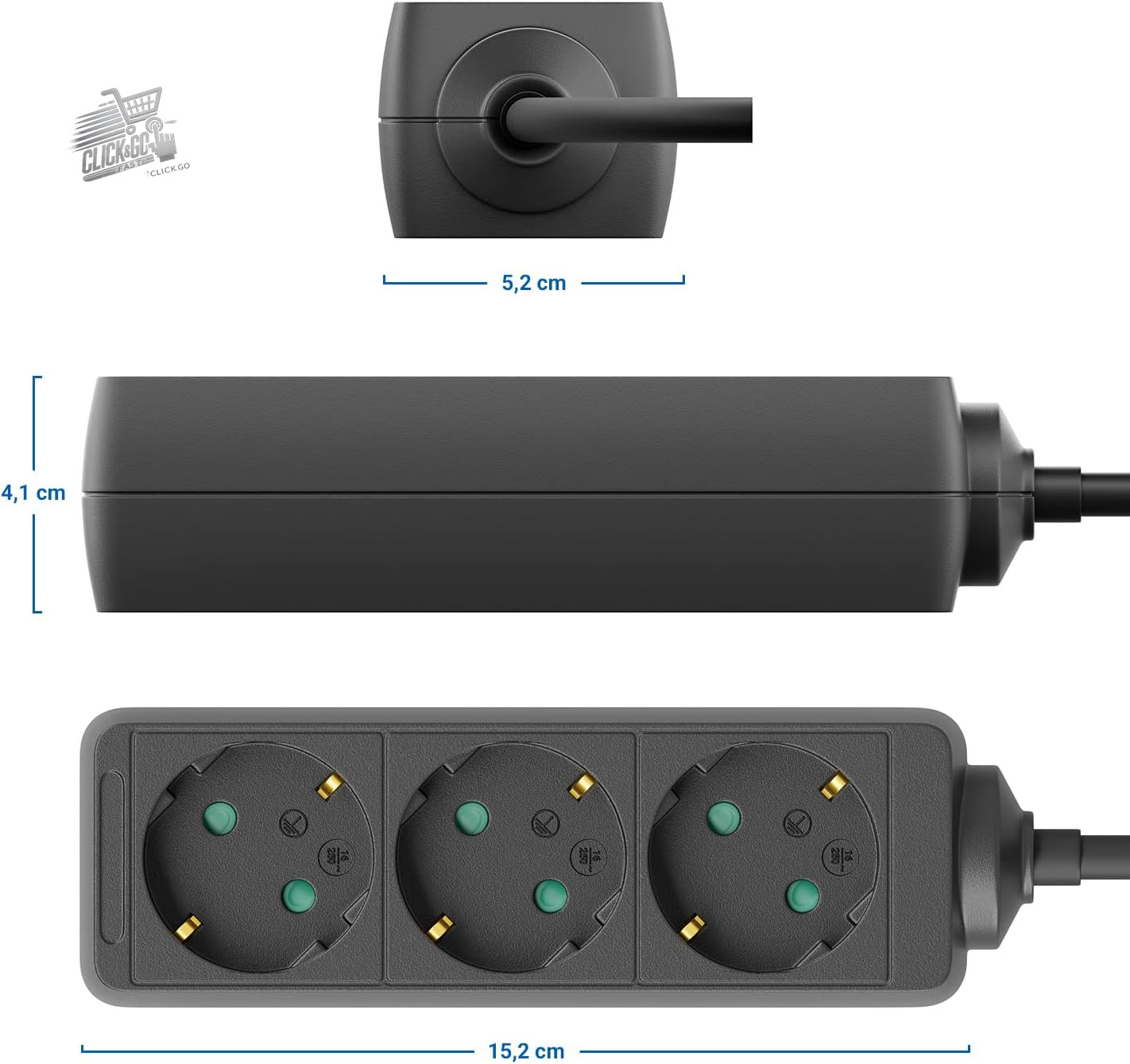 6 Outlet Compartments With Flat Connector Electrical Cable for Inter