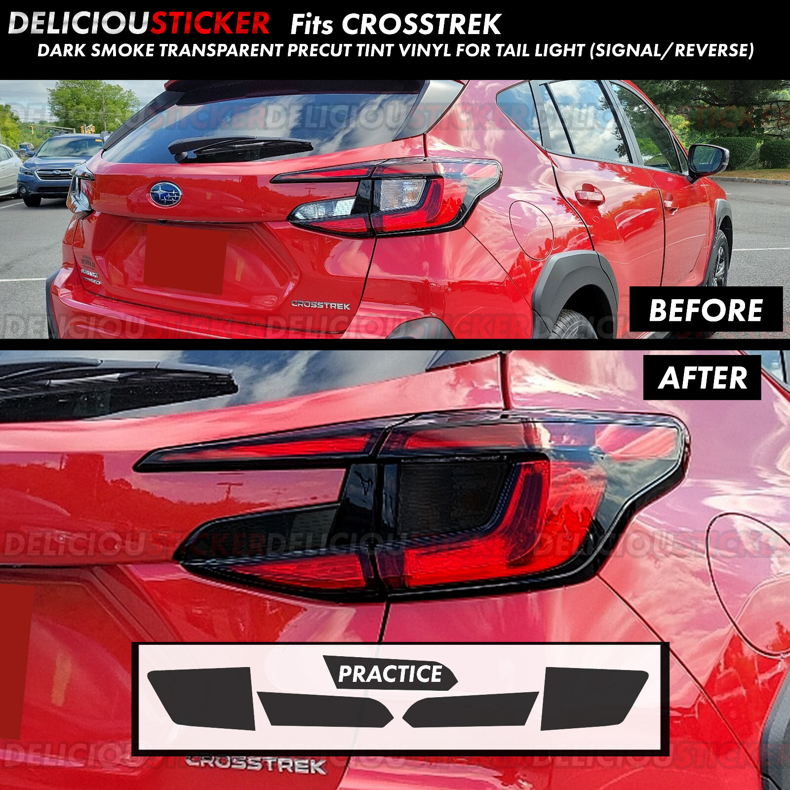 For 2024-2026 Subaru Crosstrek Smoke Tint Decal Tail Light Rear Vinyl Overlays