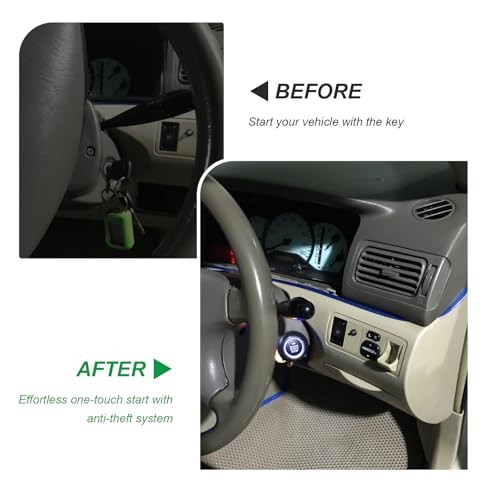 Car Push Engine Start Button Kit, Anti-Thief Auto Alarm System Smart RFID Push