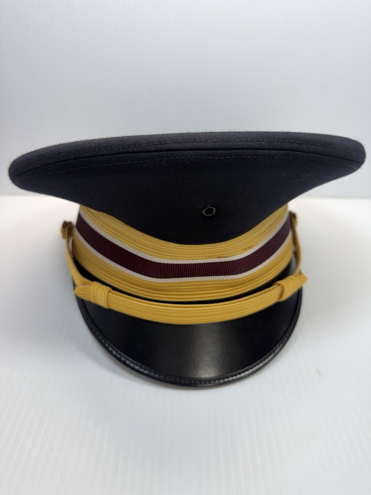 US Army Officer Style Dress Cap Bernard Black Gold Red Military Uniform 7 3/8