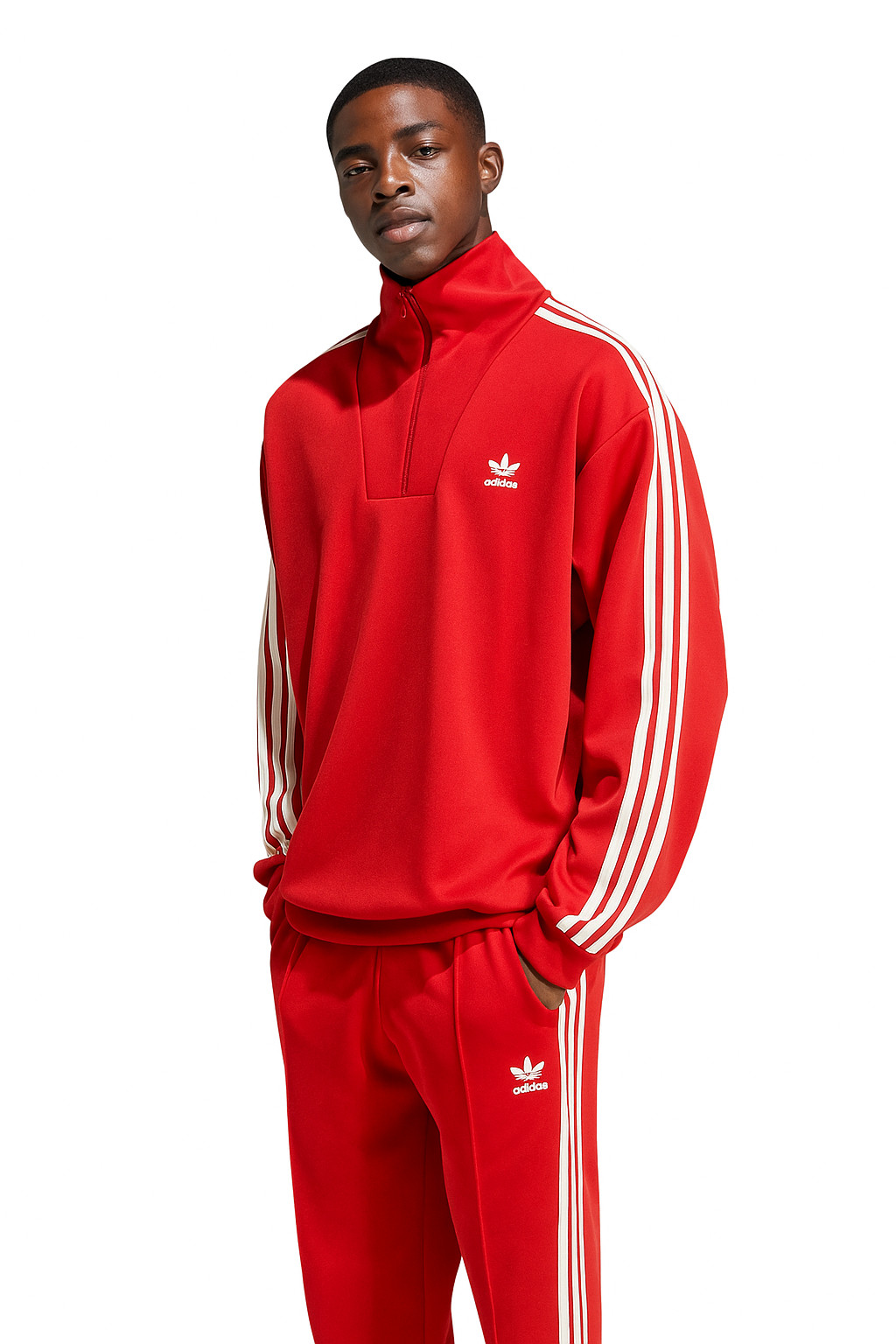 Men's Adidas Originals Scarlet Red Adicolor Funnel Neck Track Top Jacket New