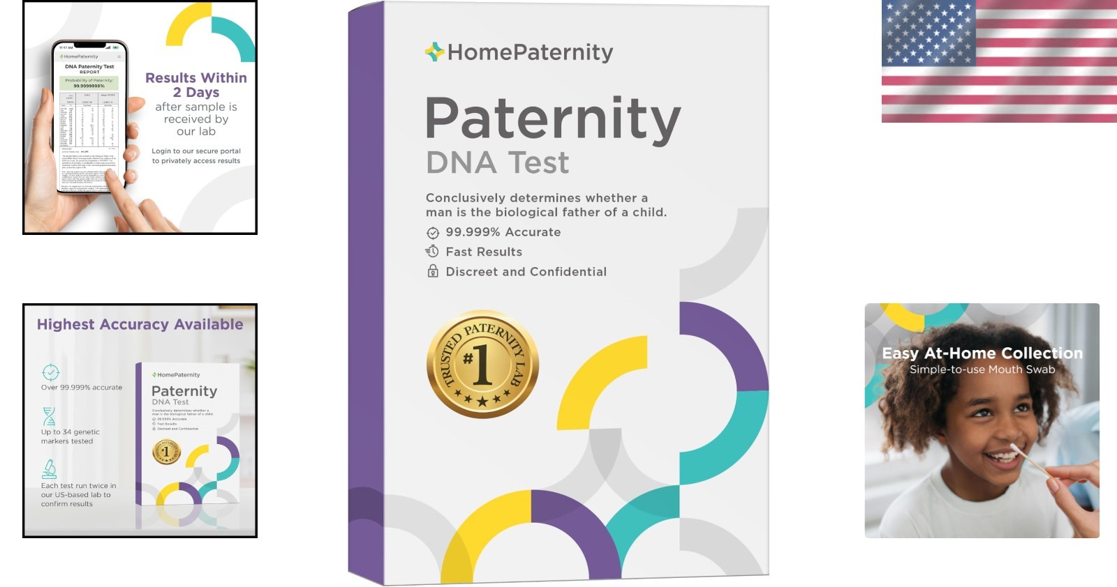 DNA Paternity Kit, Father & Child, 99.99% Confidence-