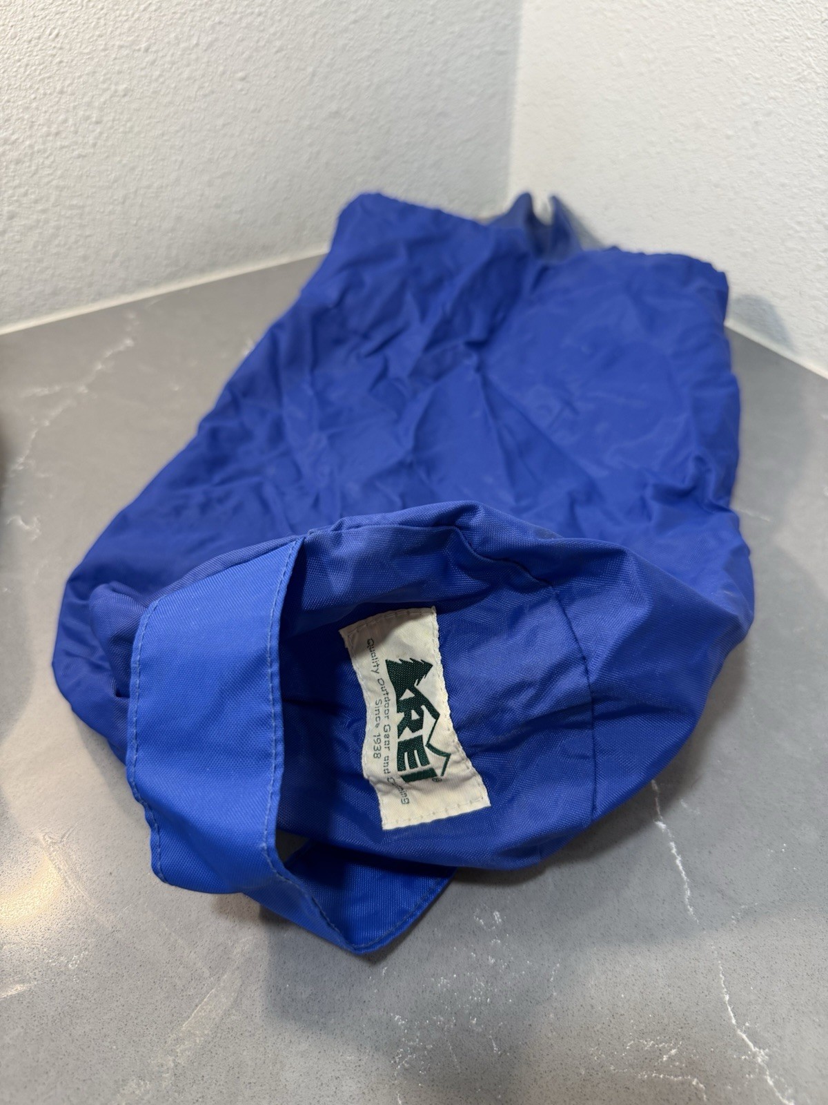 REI Vintage Replacement Stuff Sack Royal Blue Nylon Sz 7”x15” Camping Hike