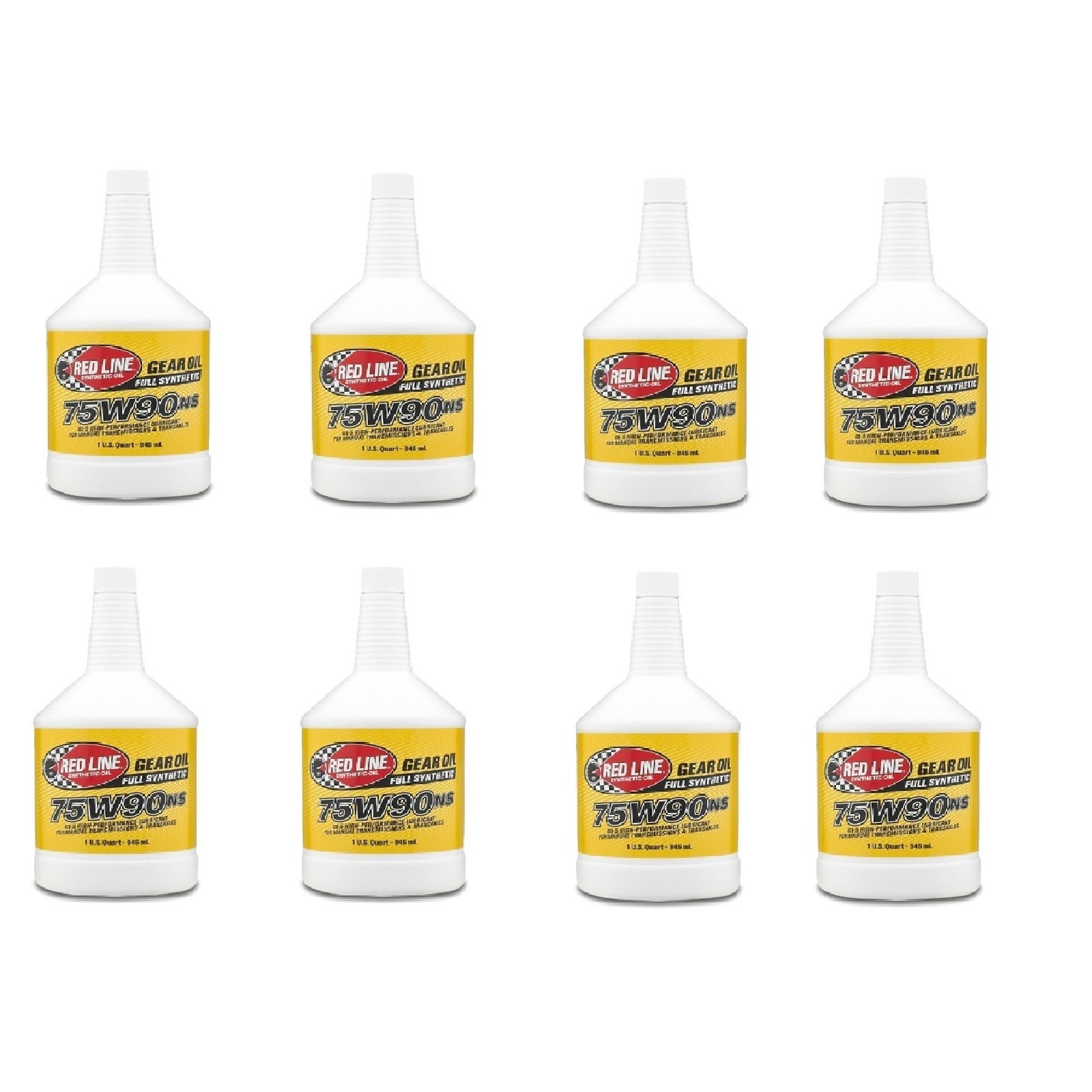 Red Line Oil 58304 Set of 8 Non-Slip Full Synthetic 75W90 GL-5 Gear Oil, 1 Quart