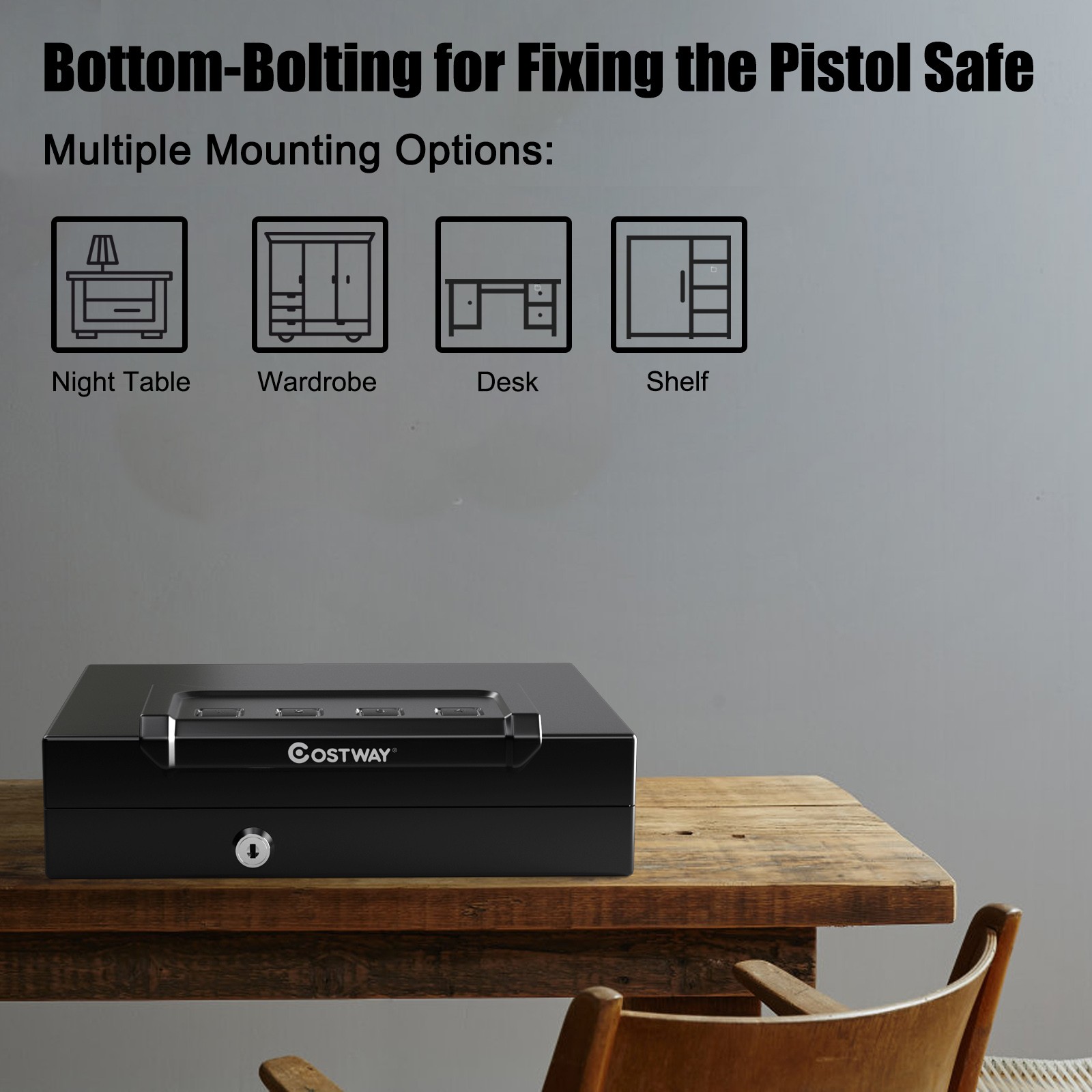 Costway Gun Security Safe Dual Firearm Safety Device Keypad Key Quick-Access