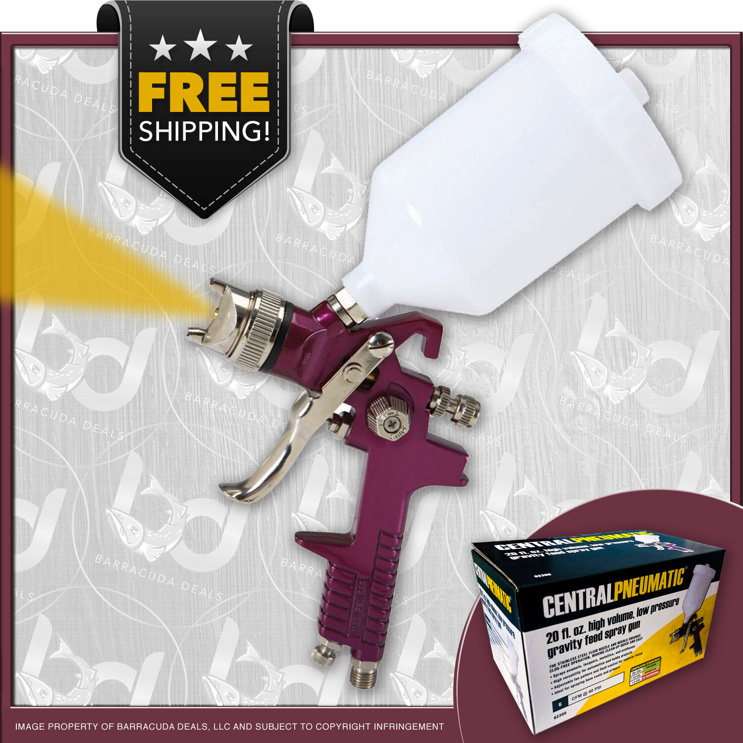20oz Spray Gun - High Volume Low Pressure Gravity Feed Paint Sprayer SHIPS FREE