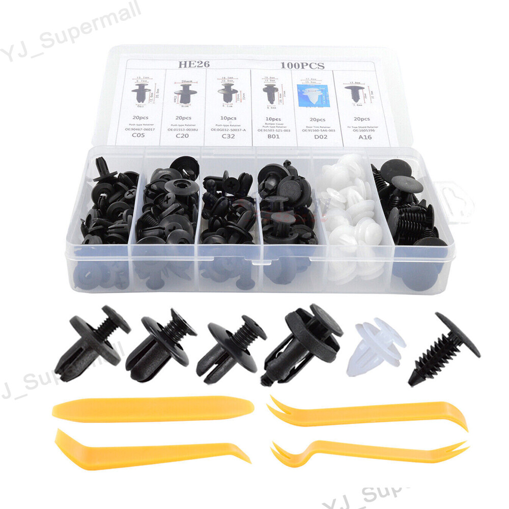 100x Box Set For Honda Bumper Fender Liner Push Type Retainer Clips Fastener