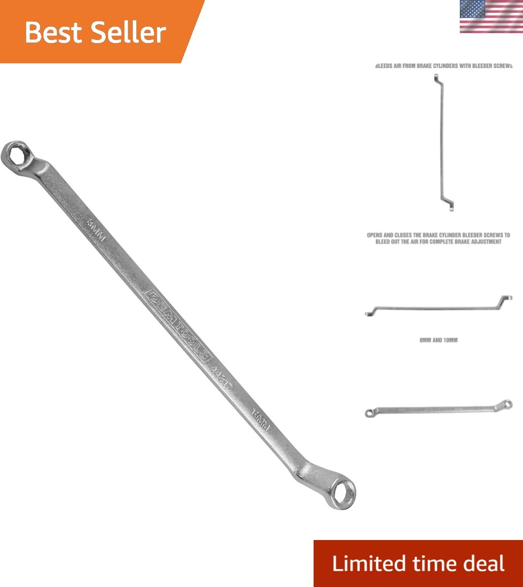 Offset Brake Bleeder Tool - 8mm & 10mm S-2 Steel Wrench for Tight Spaces