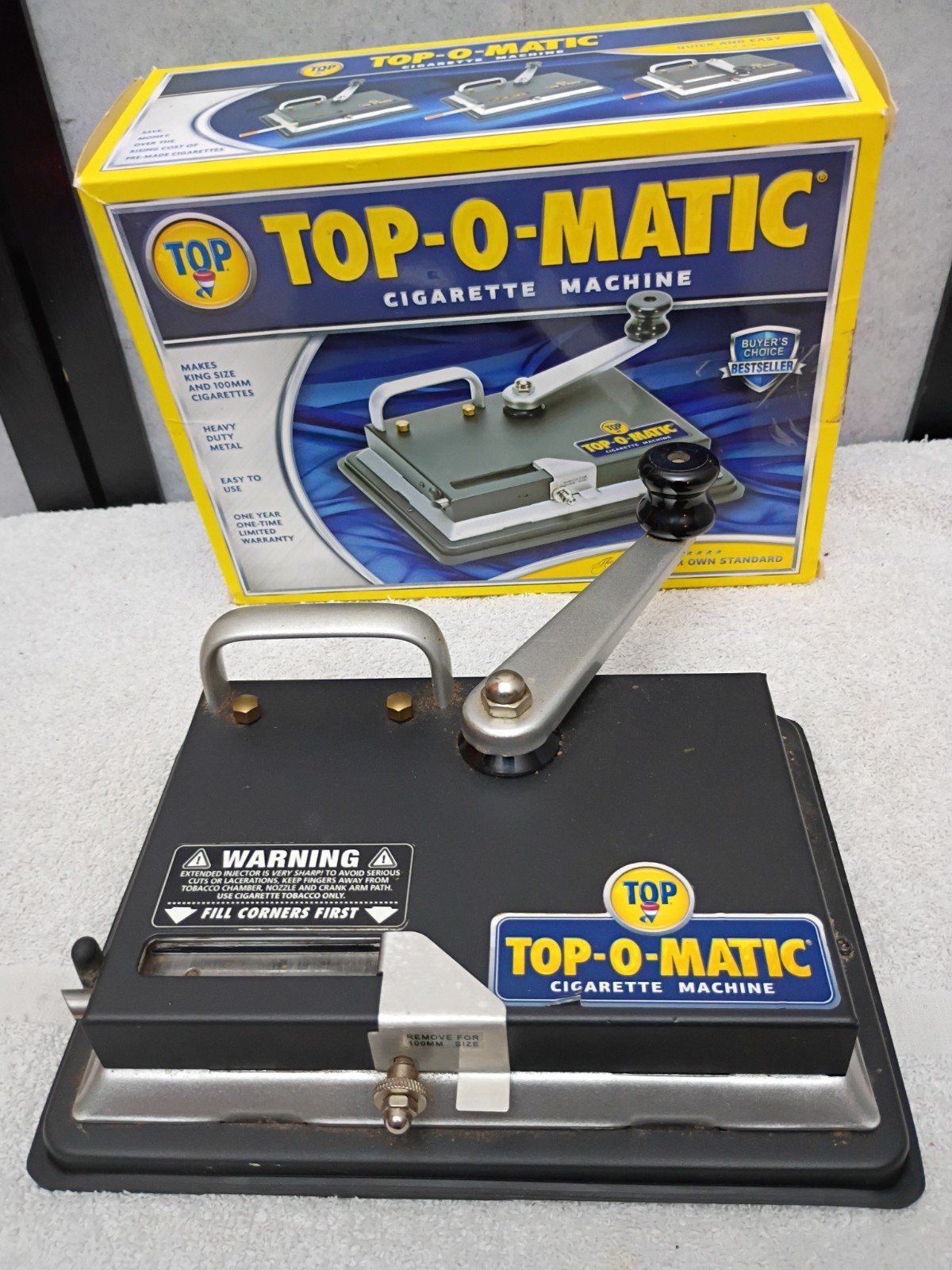 VINTAGE TOP-O-MATIC CIGARETTE MACHINE + MANUAL. USED