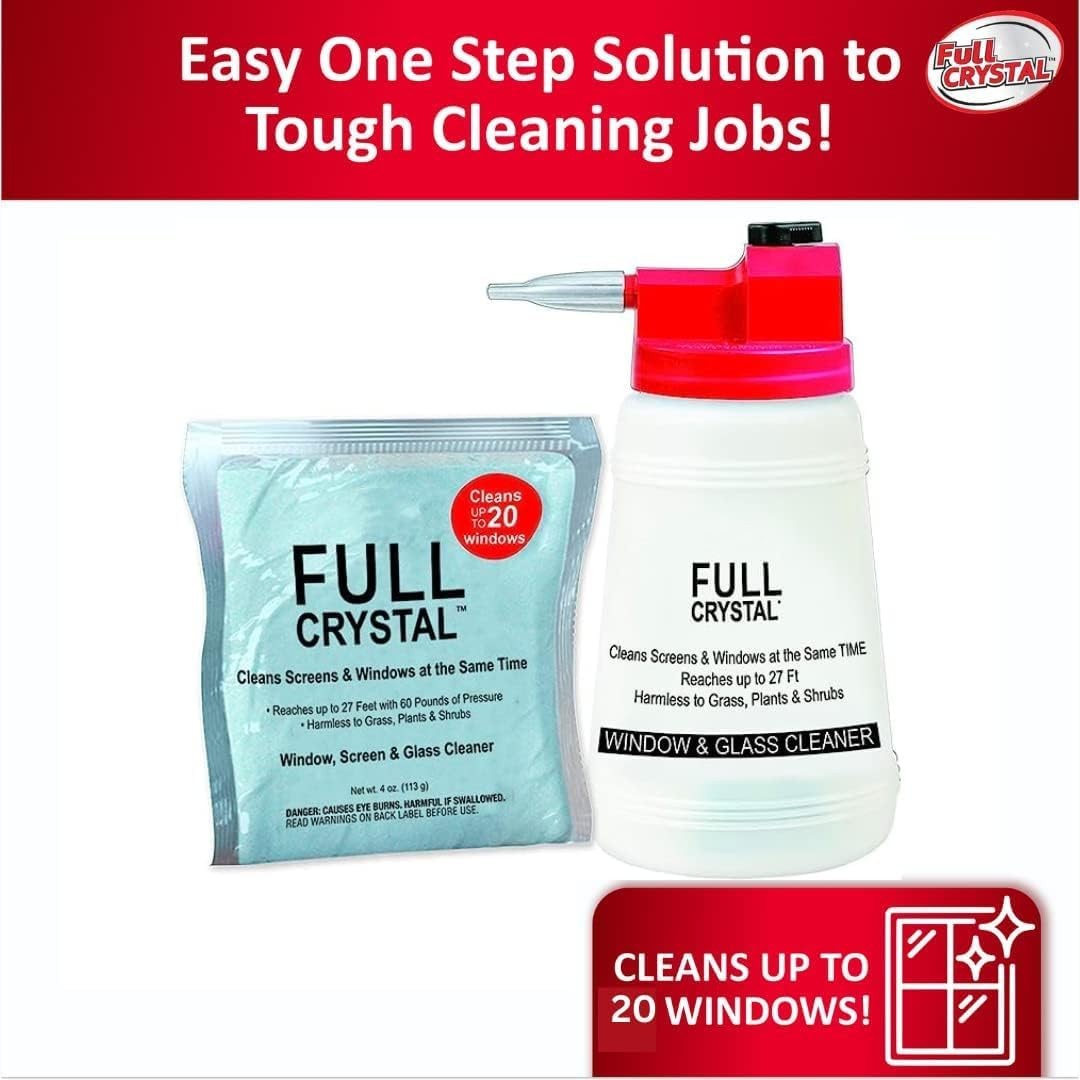 Refill Kit – 1 lb Crystal Exterior Window Cleaner for Glass and Screens, Equi...