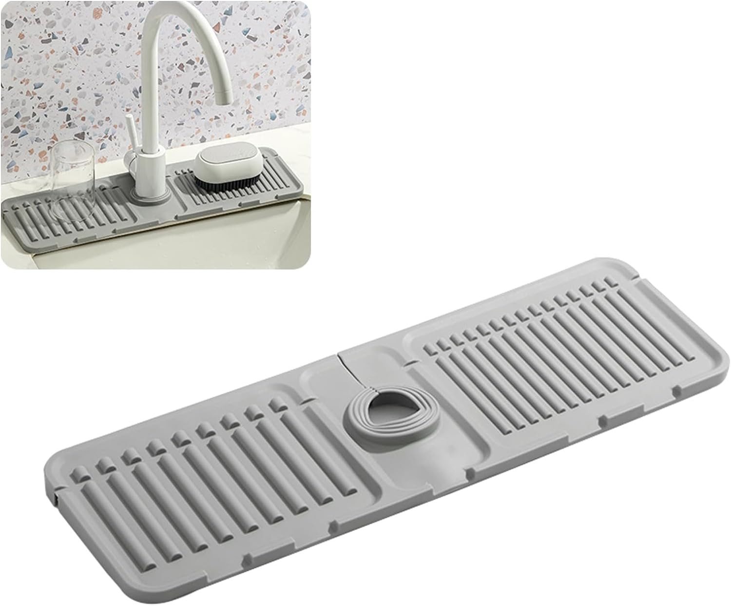 Faucet Mat for Kitchen Sink - 2024 Upgraded Premium Silicone Splash Guard with F