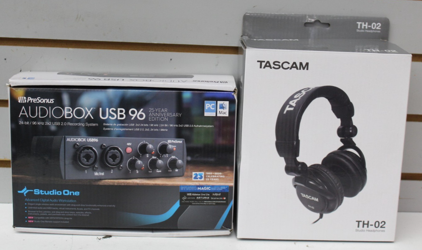 PreSonus AUDIOBOX USB96 USB Audio Interface Studio One & Tascam TH-02 Headphones